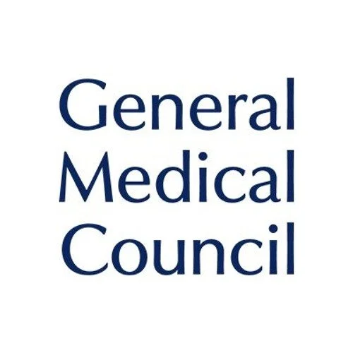 Text reading 'General Medical Council' in blue font on a white background.