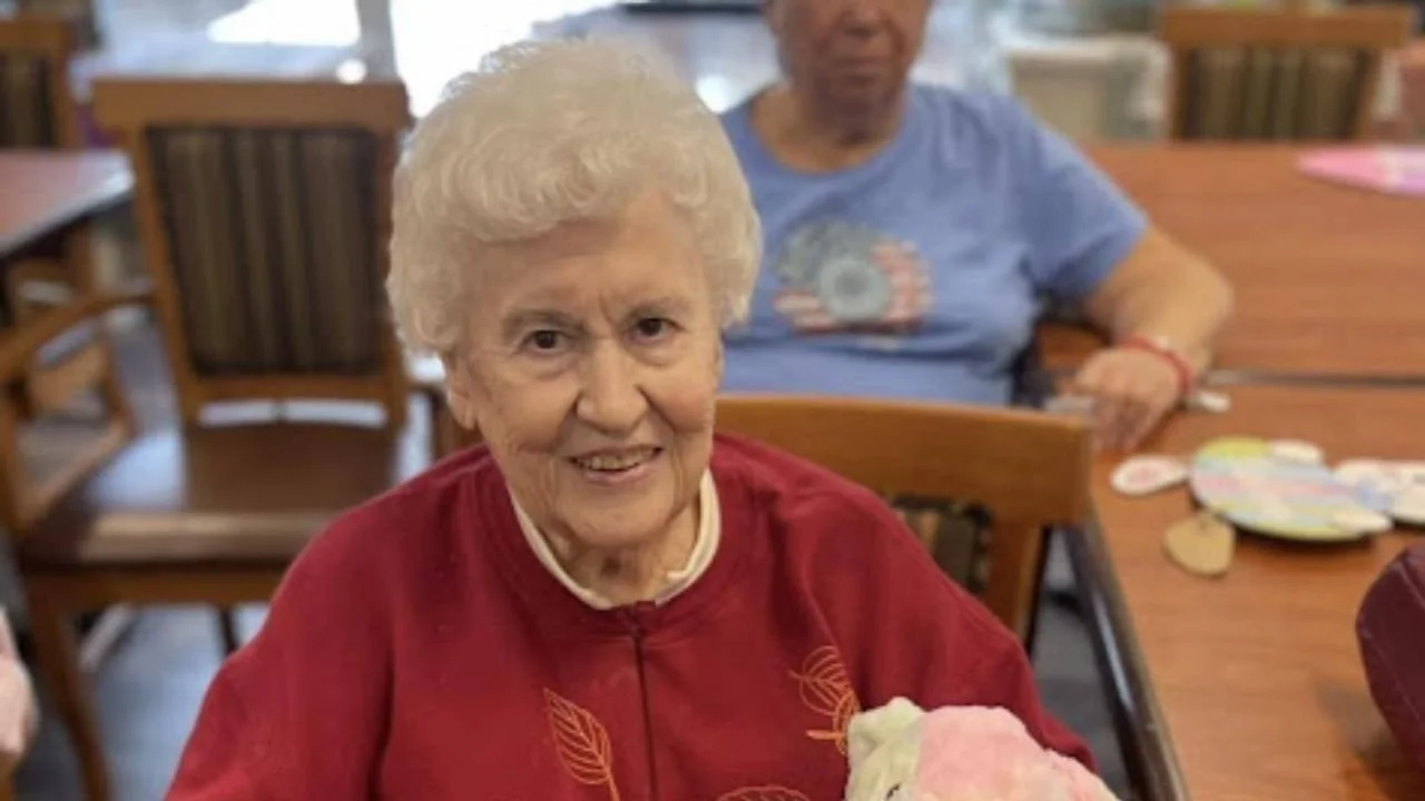 Ageing lady sitting on chair 