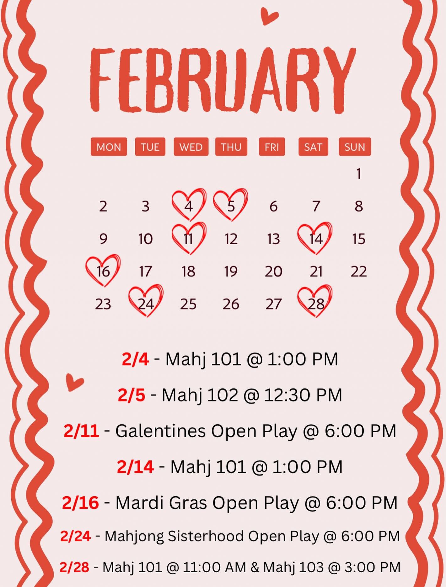 Here is what&rsquo;s on the schedule at the Charleston Club for the month of February!💌❤️🌹 View our calendar and reserve your spot through this link &mdash;> https://www.thecharlestonclub.net/inhouse-events
