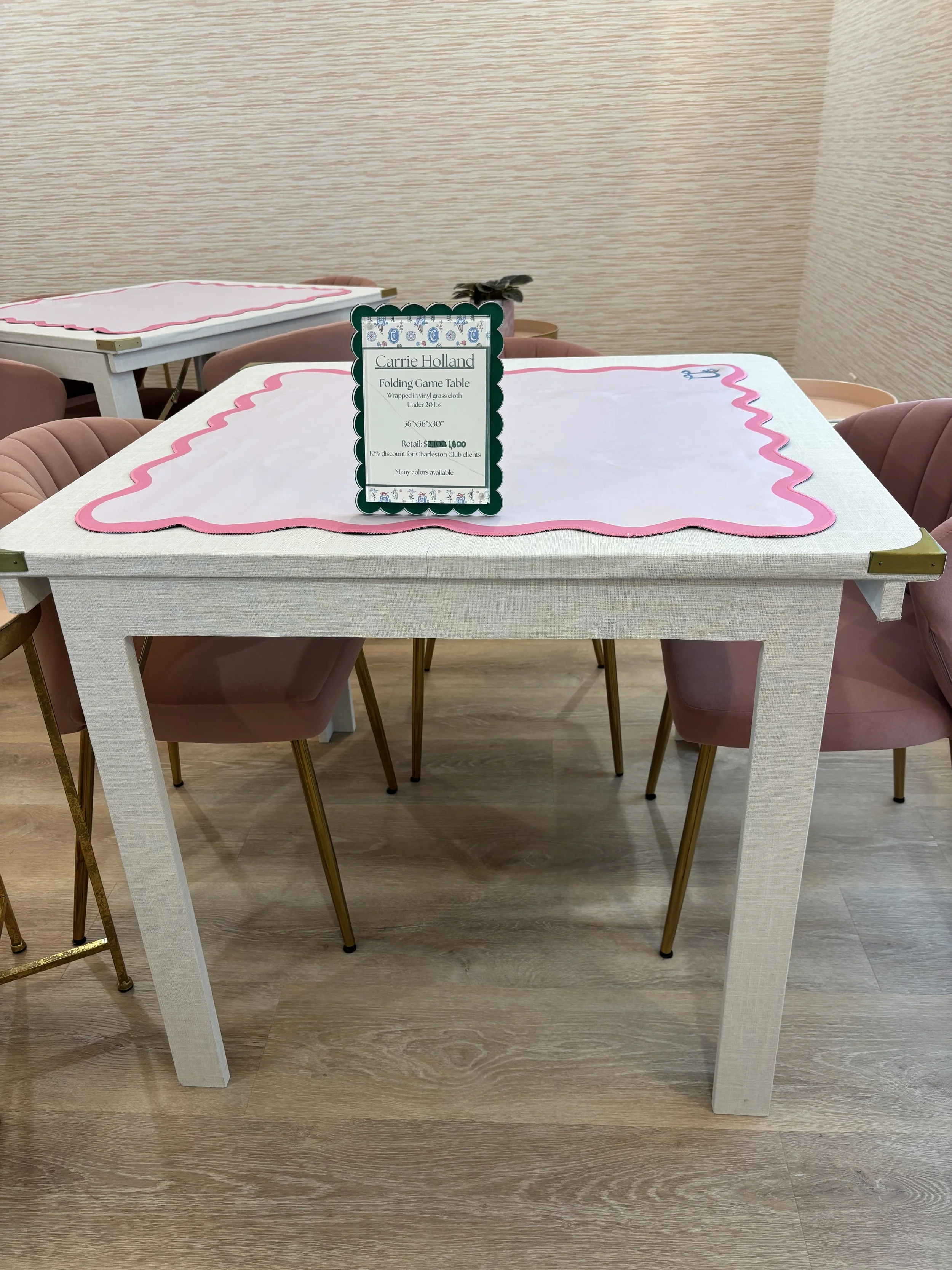 Carrie Holland Folding Grasscloth table