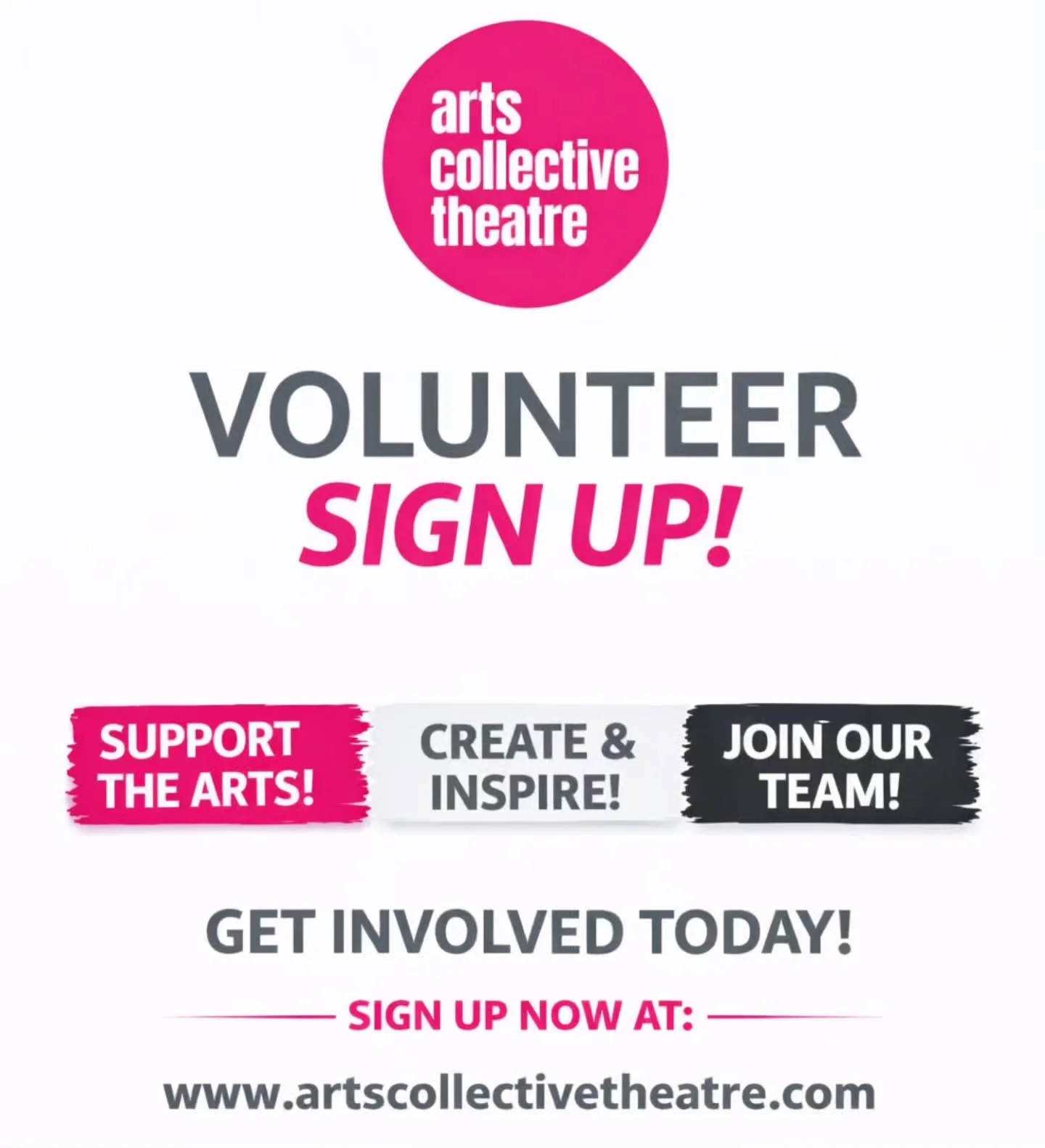 🎭 Want to be part of the magic at Arts Collective Theatre?

We&rsquo;re looking for volunteers who love creativity, community, and helping bring incredible performances to life. No experience needed, just a great attitude and a willingness to jump i