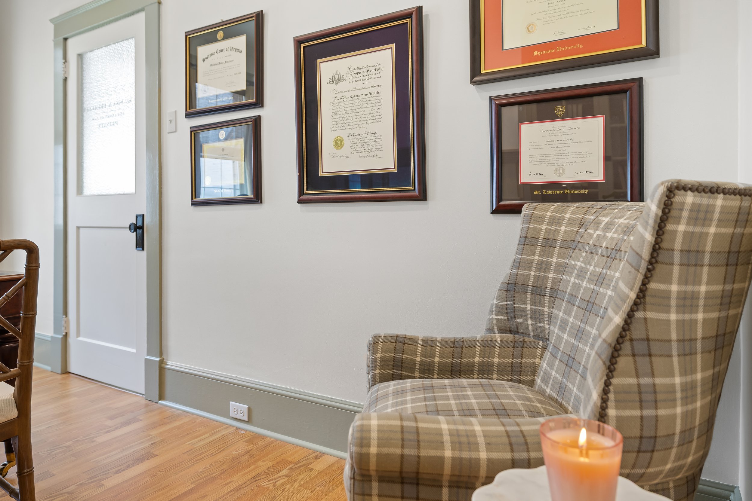 Chair and diplomas