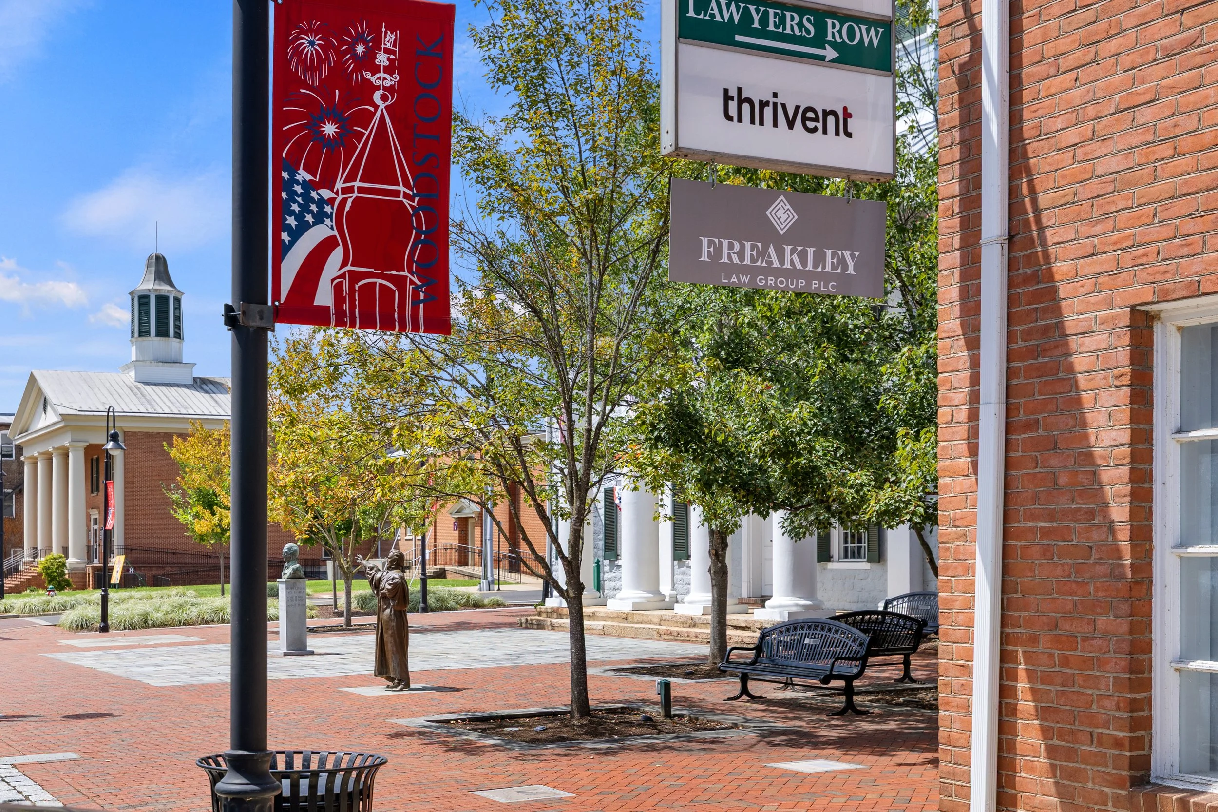 Historical courthouse and sign