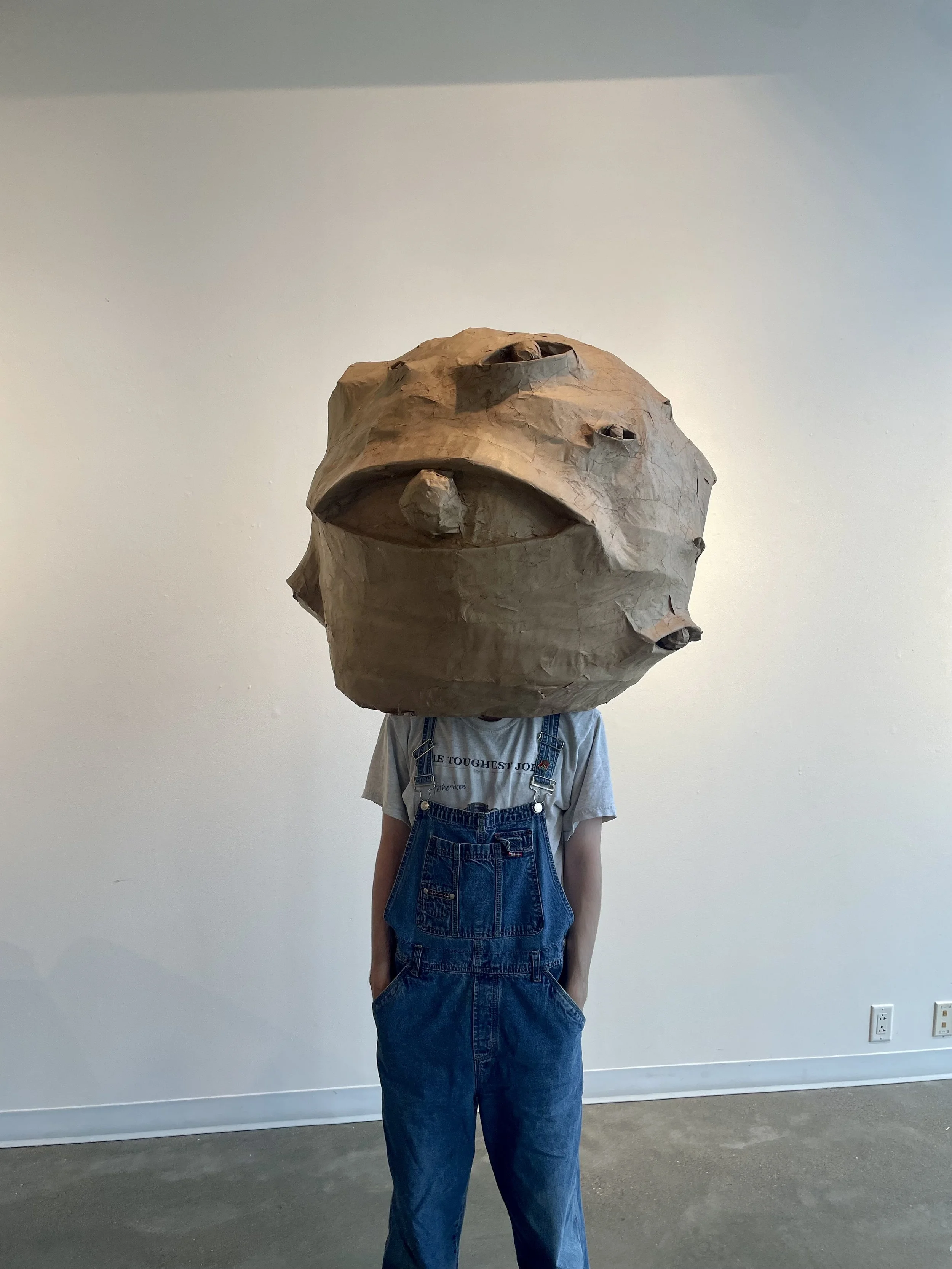 Untitled headpiece, cardboard + paper mache, November 2022