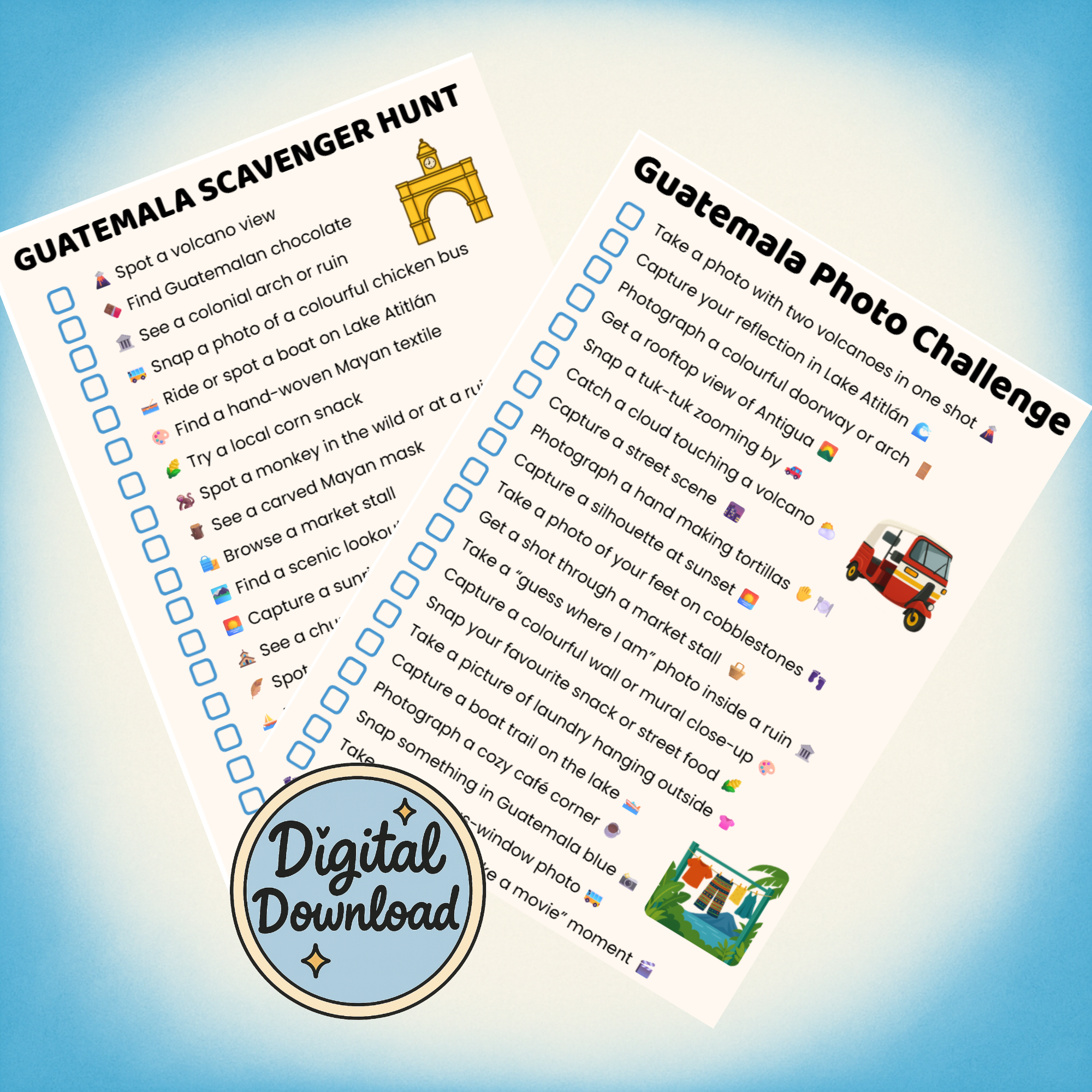 Guatemala Scavenger Hunt (Printable Travel Game)