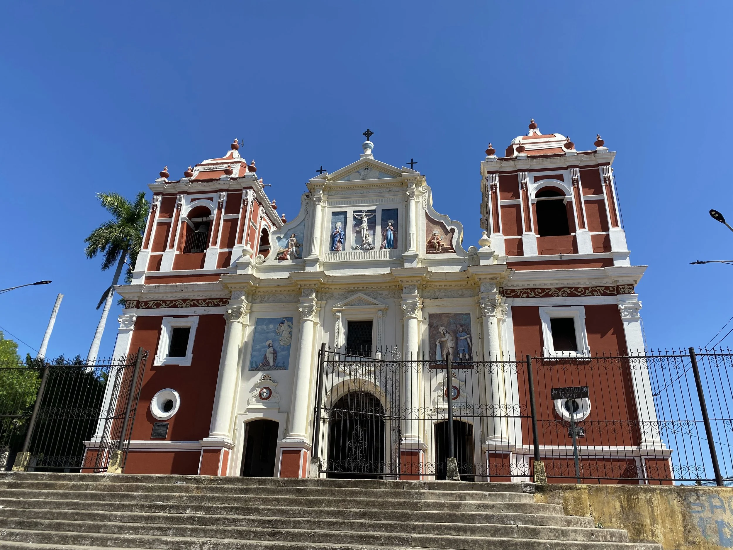 Historic church in León Nicaragua city center with colonial architecture