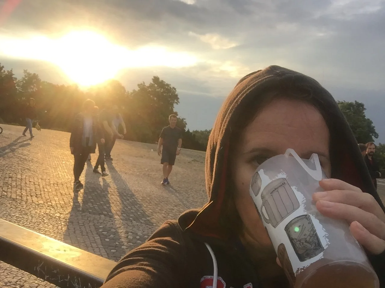 Watching the sunset from a hillside in Prague where locals gather each evening to enjoy the view.