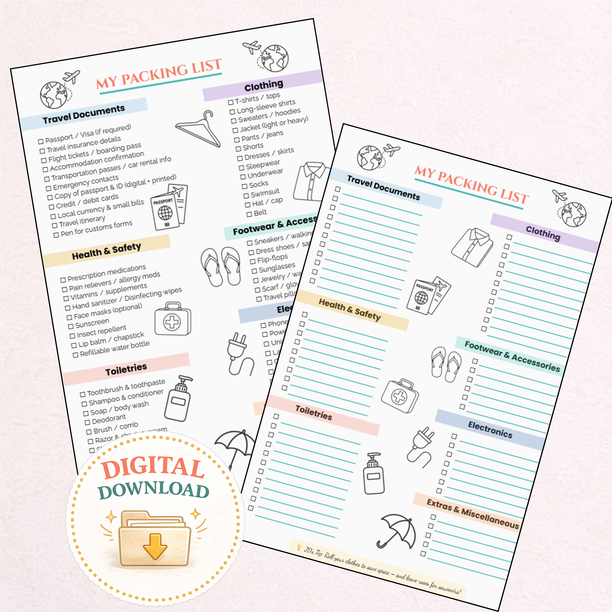 All-Seasons Packing List Printable | Travel Packing Planner for Any Trip