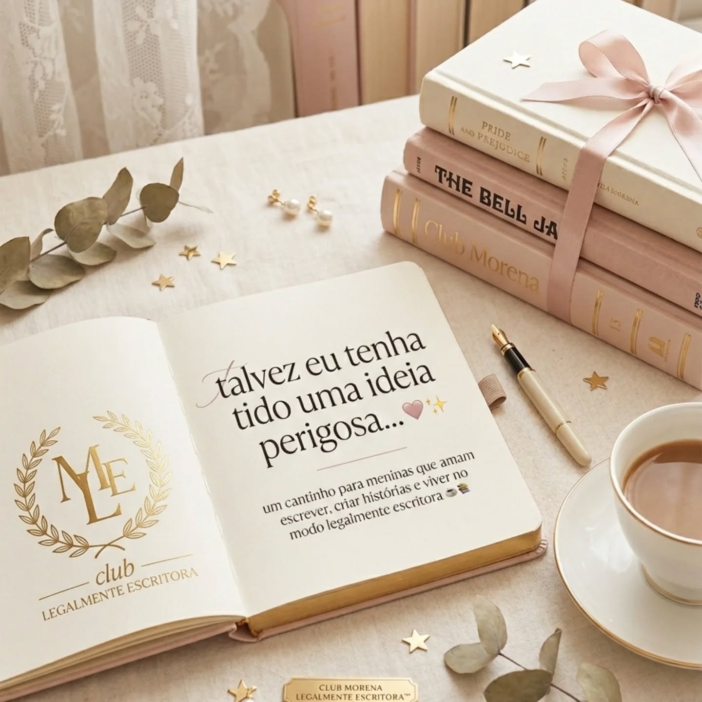 💖✨ talvez eu tenha tido uma ideia perigosa&hellip;

e se existisse um cantinho na internet para meninas que amam escrever, criar personagens, surtar por livros, conversar sobre sonhos e viver essa est&eacute;tica de &ldquo;legalmente escritora&rdquo
