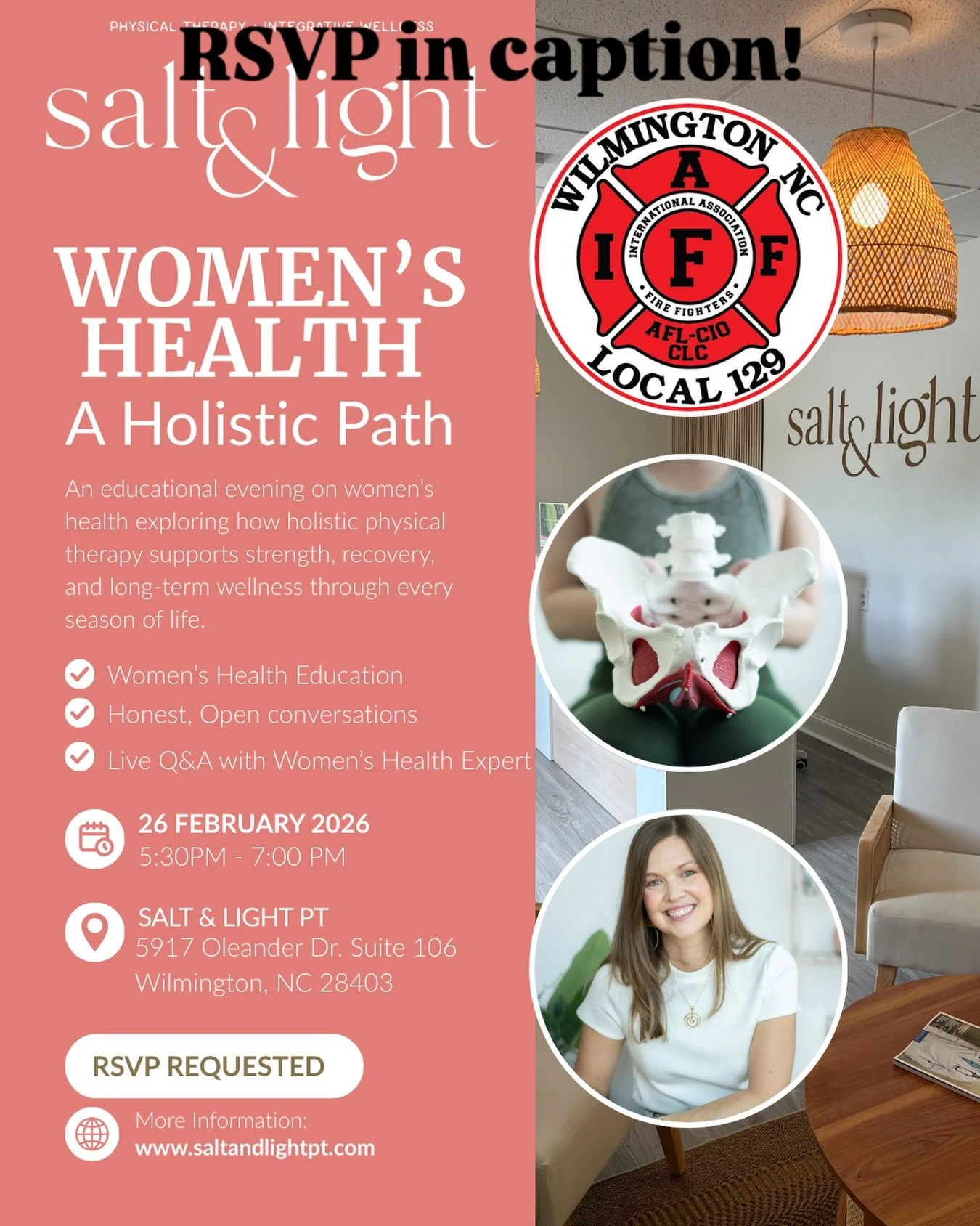 Local 129 is proud to partner with Salt &amp; Light Physical Therapy to host an educational evening focused on women&rsquo;s health, strength, recovery, and long-term wellness.

This event is open to female Local 129 members and female spouses and wi