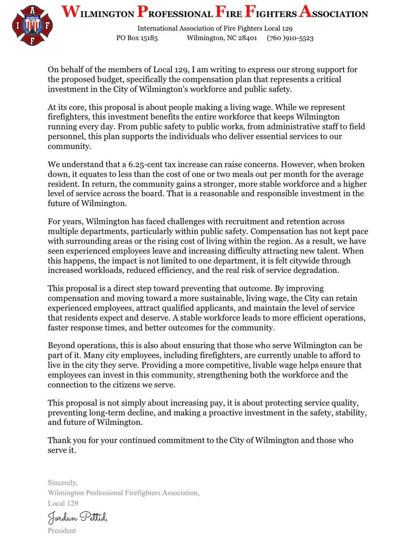 🔥Local 129 proudly supports the budget proposal presented by the City Manager to Council.🔥

This proposal is more than numbers, it&rsquo;s an investment in the people who keep Wilmington running every day. By prioritizing fair compensation and a li