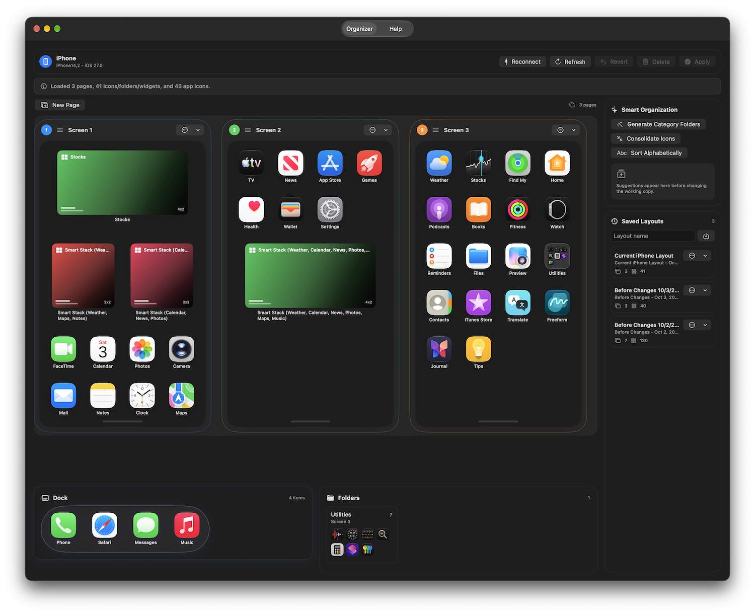 iPhoneMap showing iPhone Home Screens on a Mac