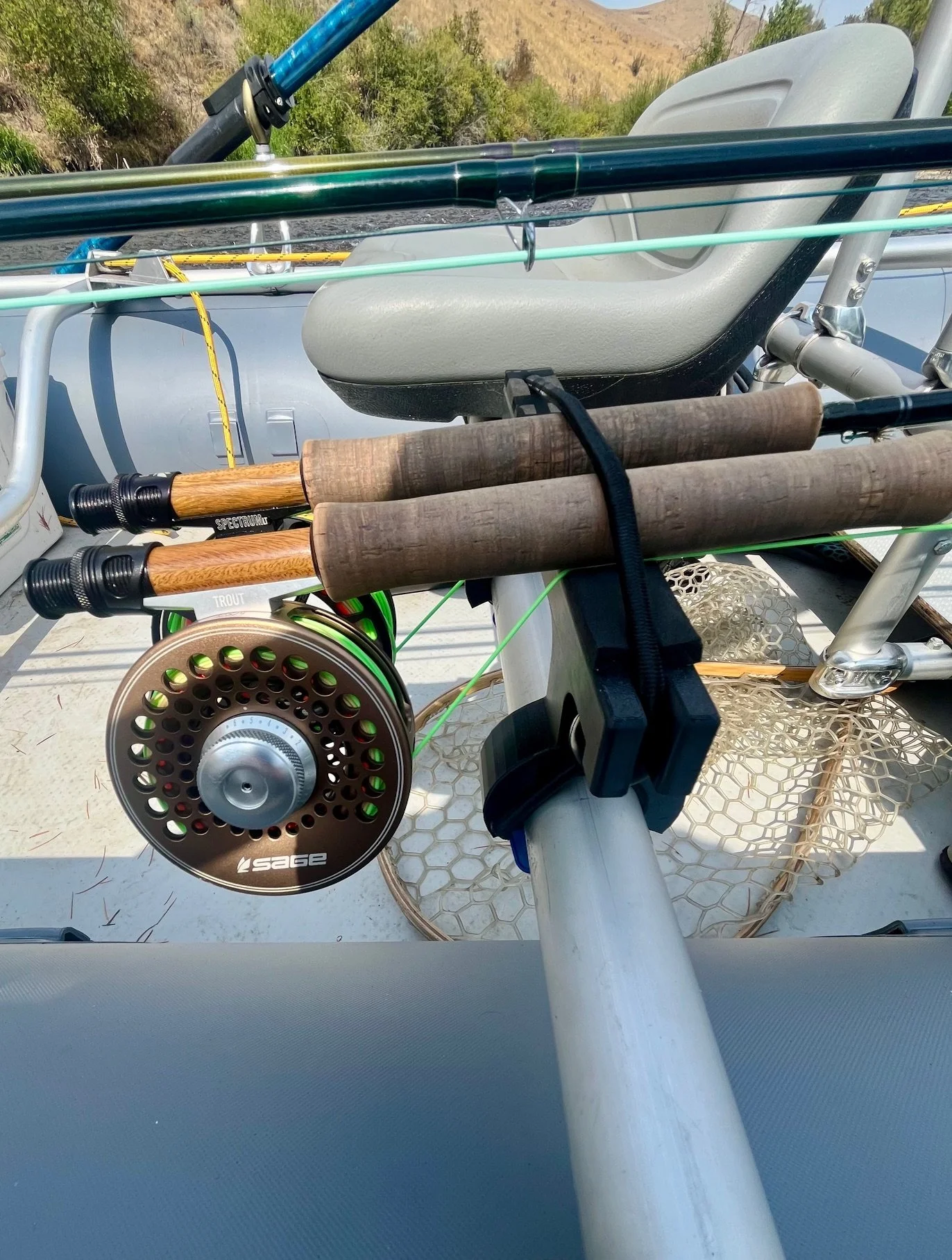 Fly Rod Holders for inflatable fishing Rafts with NRS-style Aluminum frames - 1 Pair (Front/Rear) Steelhead Enterprises NW Fly Rod Holders for inflatable fishing Rafts with NRS-style Aluminum frames - 1 Pair (Front/Rear) Steelhead Enterprises NW