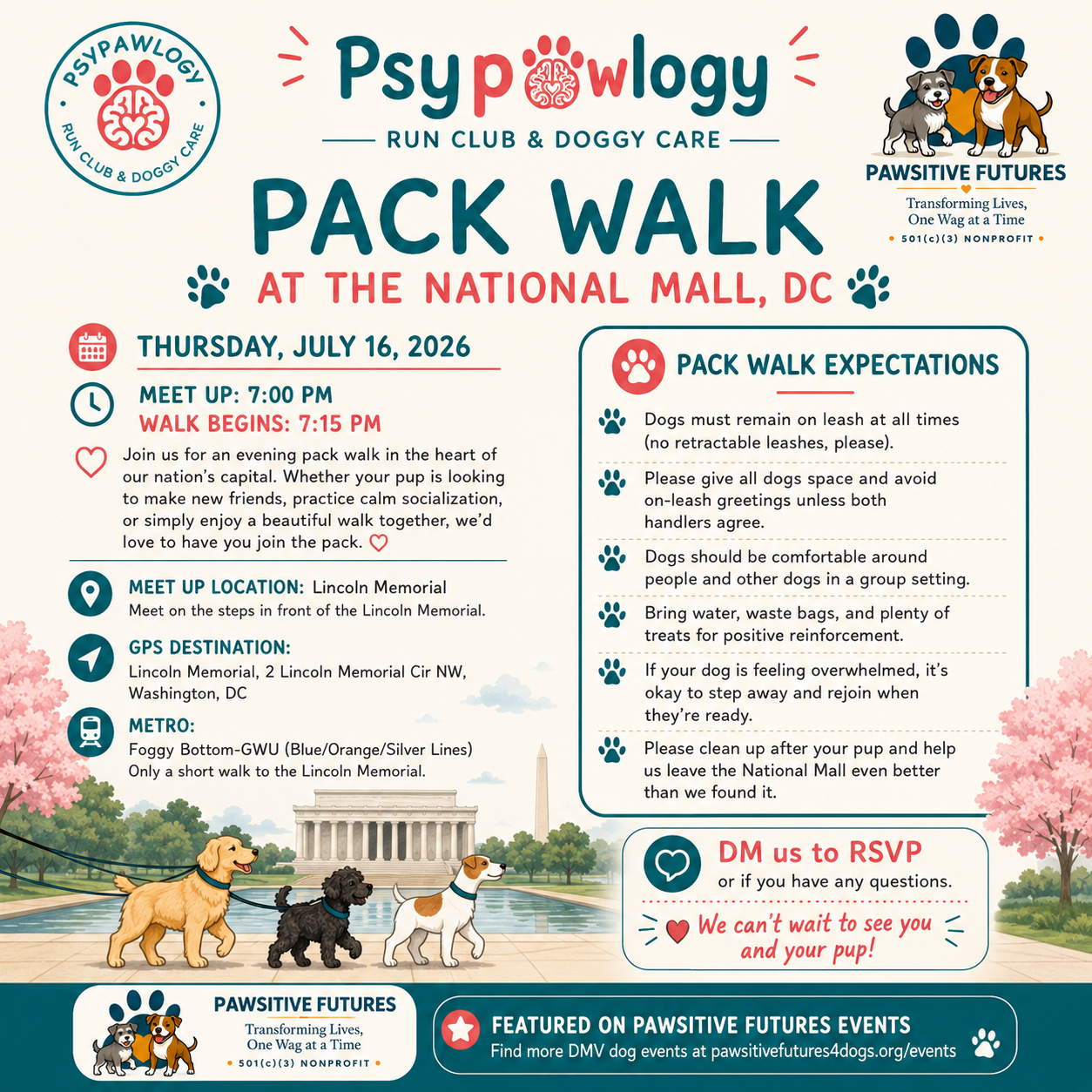 Psypawlogy Pack Walk at the National Mall, DC