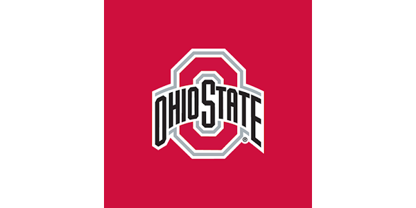 Ohio State logo on a red background