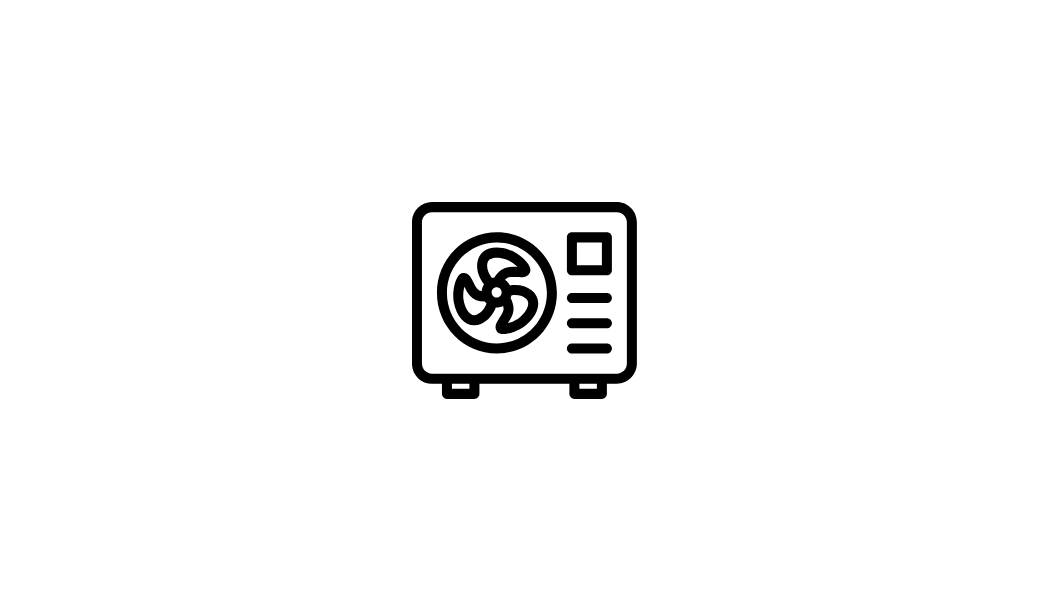Symbol eines Luftentfeuchters oder Klimageräts auf grauem Hintergrund