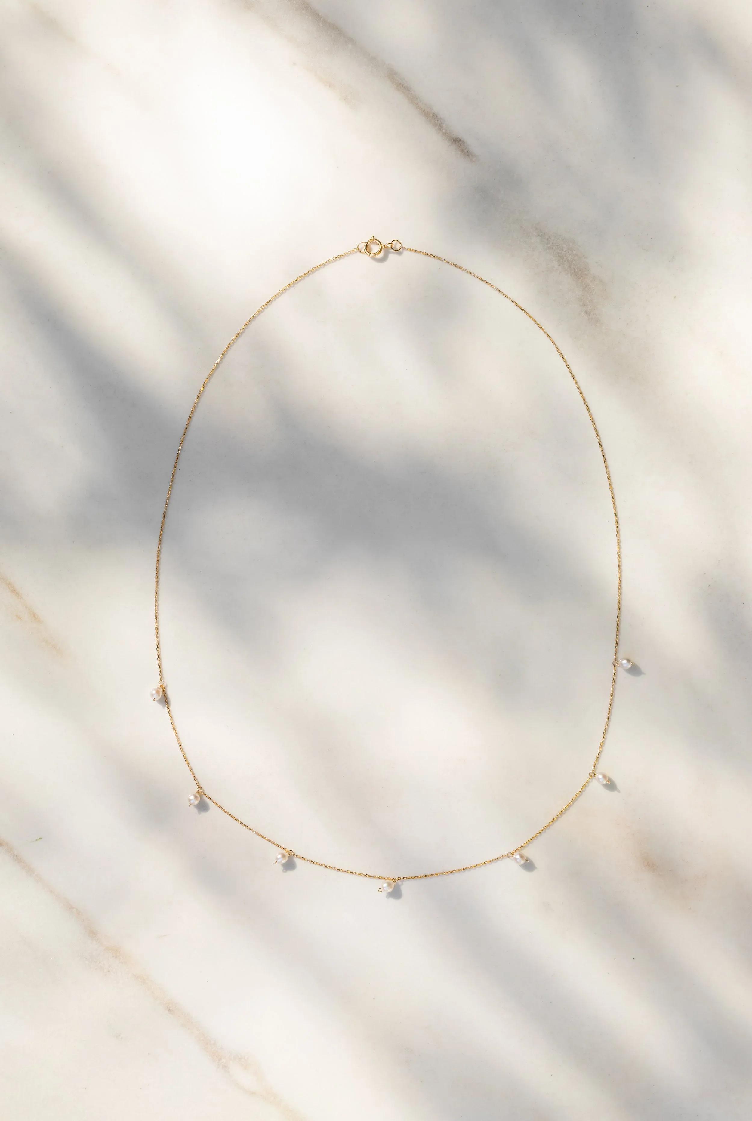 Sprinkles Necklace - Small Pearls, solid 14k gold
