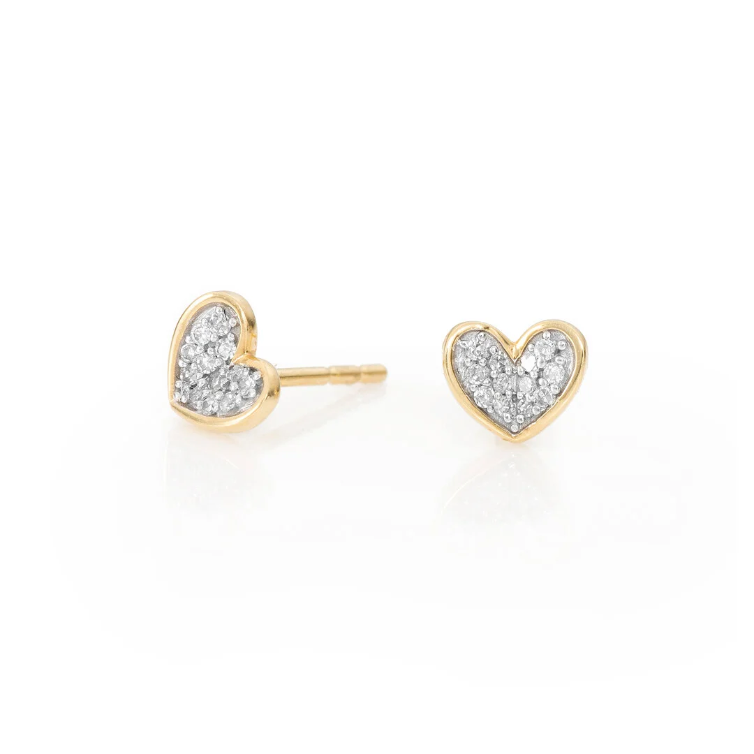 Super Tiny Folded Heart Earrings - 14 karat