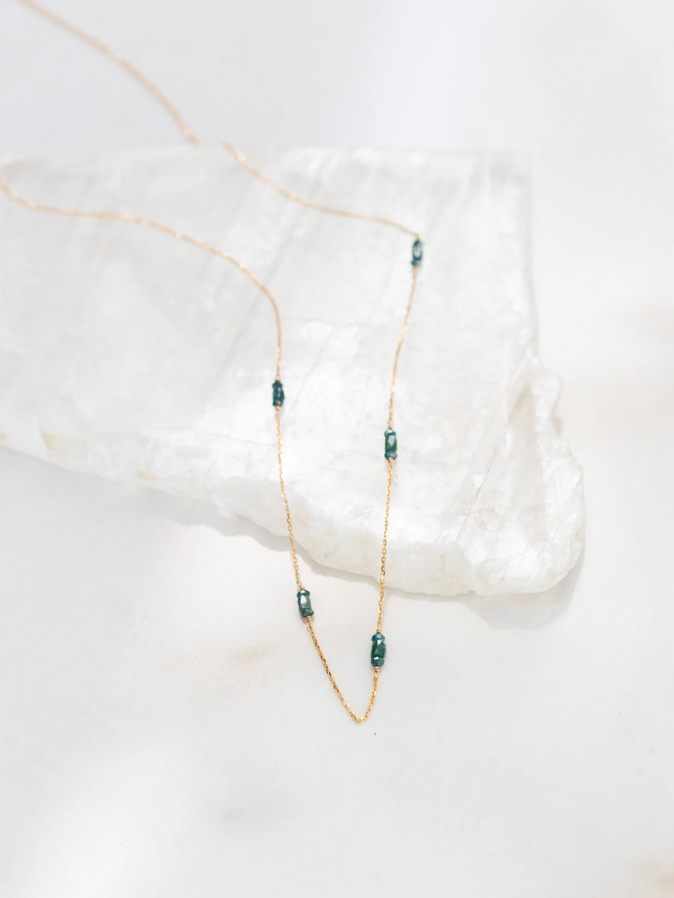 Teal Diamond Mixed Scatter Necklace