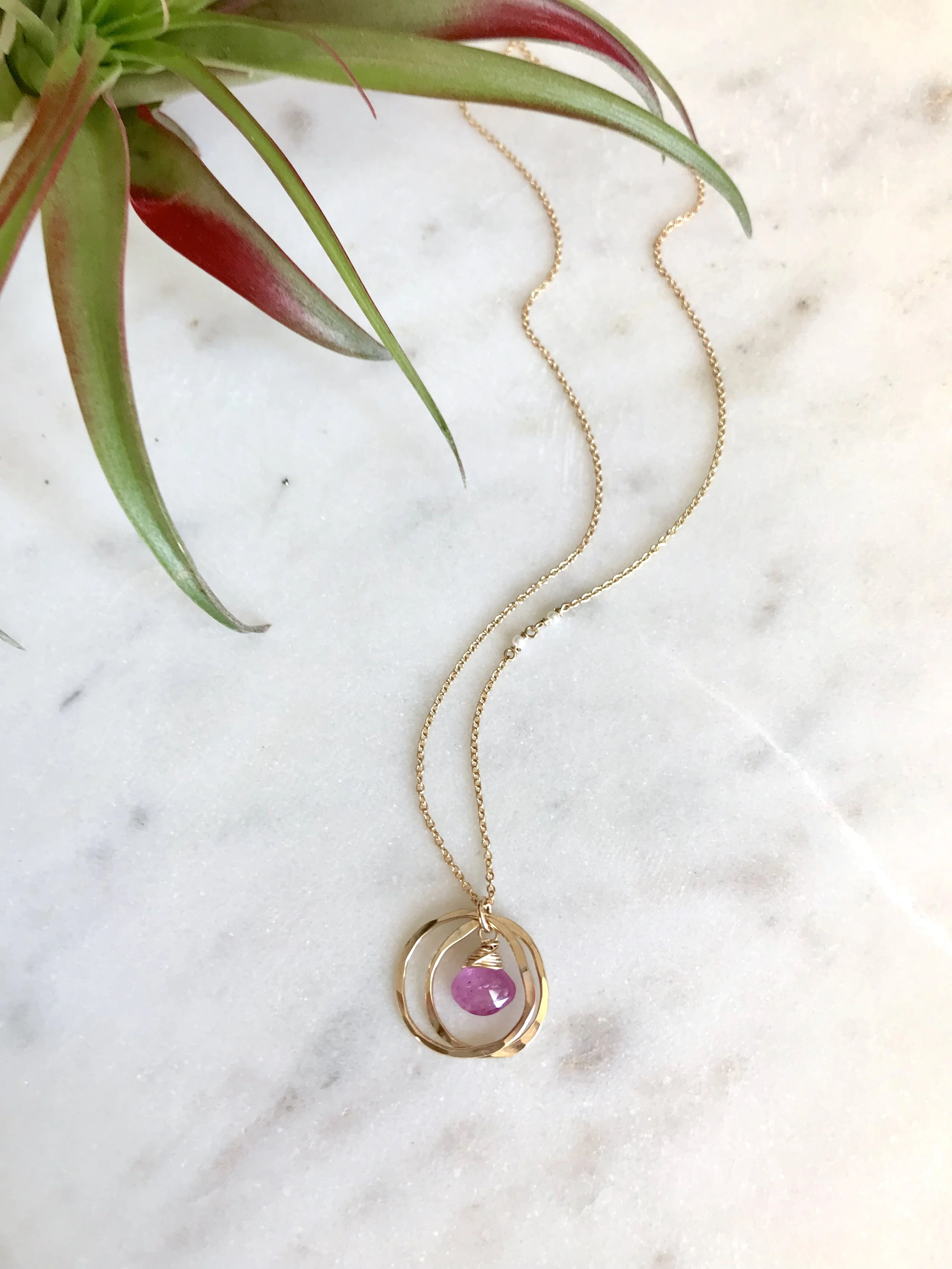 Pink Sapphire Orbital Necklace
