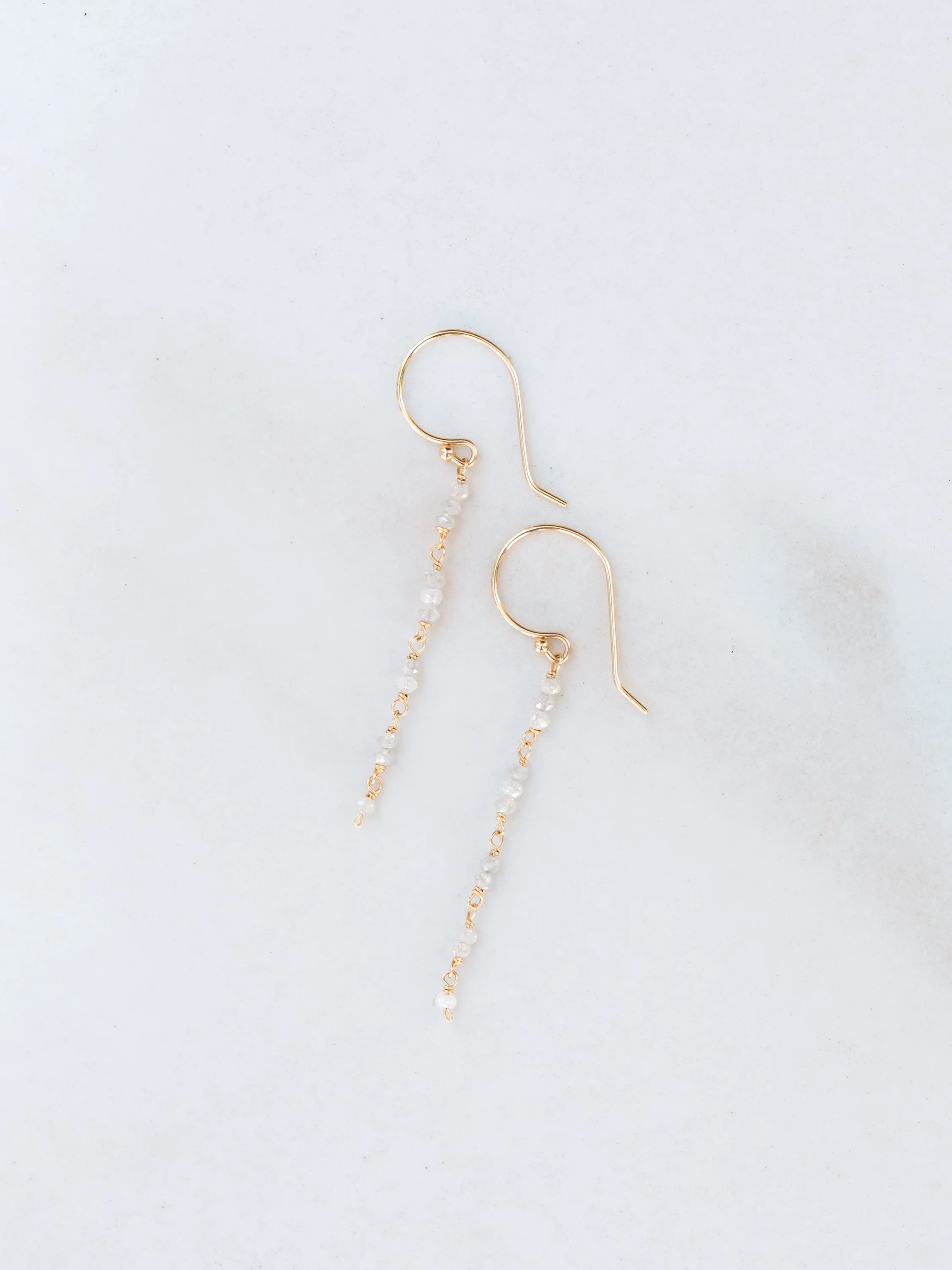 Long Grey Raw Diamond Earrings