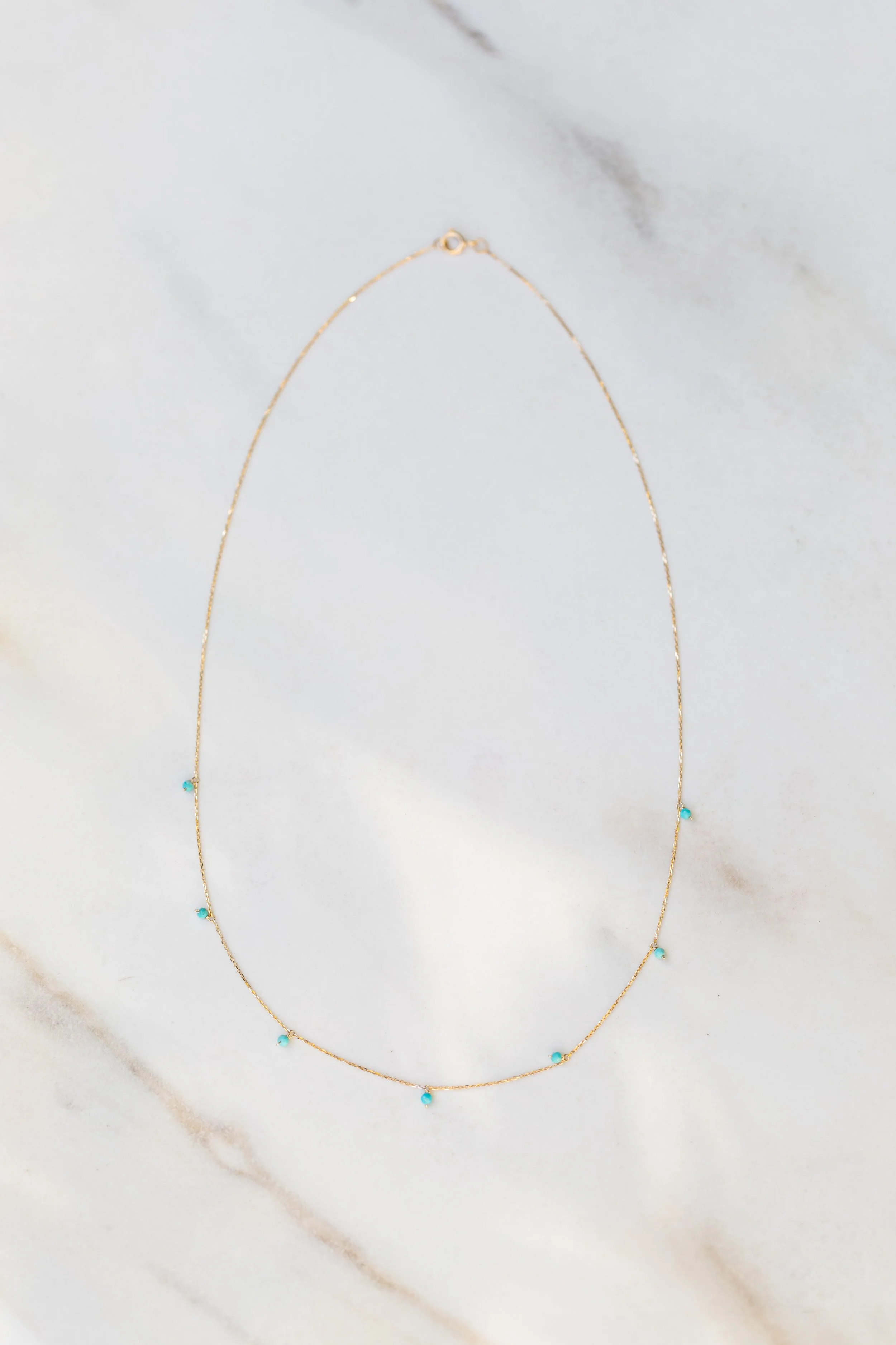 Sprinkles Necklace - Teal Diamonds, solid 14k