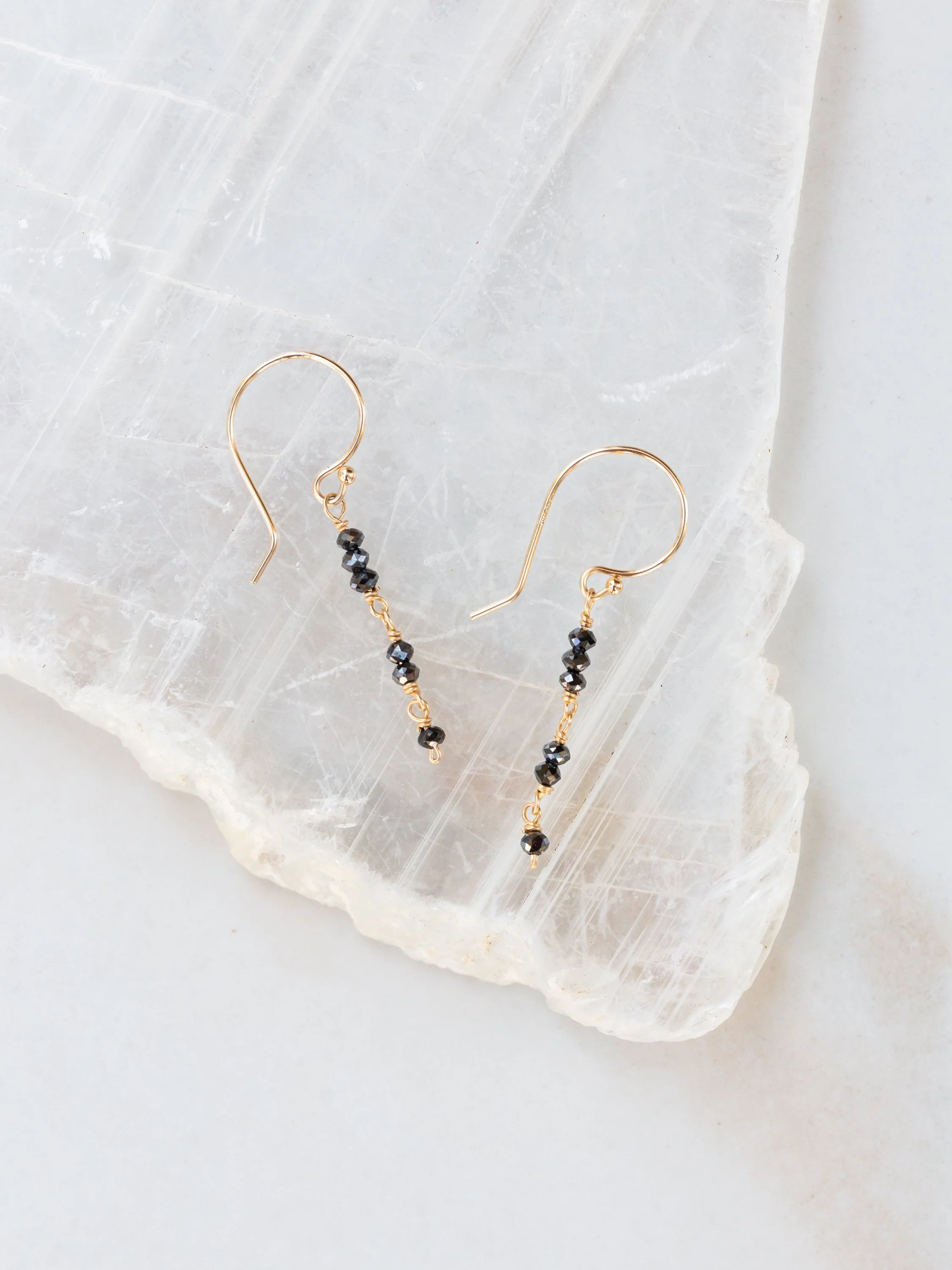 Short Black Diamond Earrings