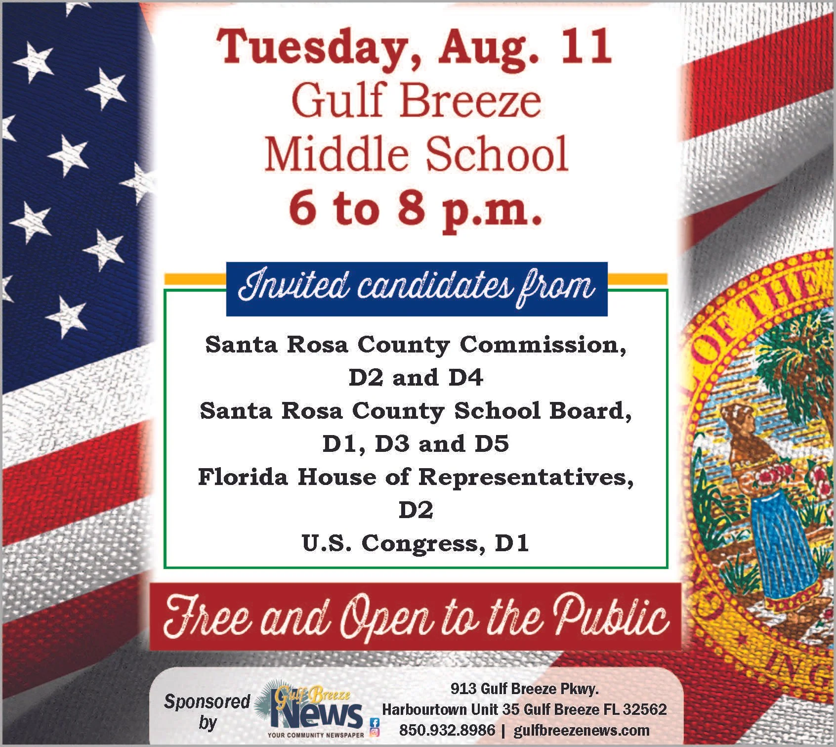 Gulf Breeze News Hosts Candidate Forum, Aug. 11