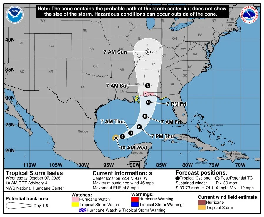 Escambia County Tropical Storm Isaias Update (Wed, Oct 7, 11:45 am)