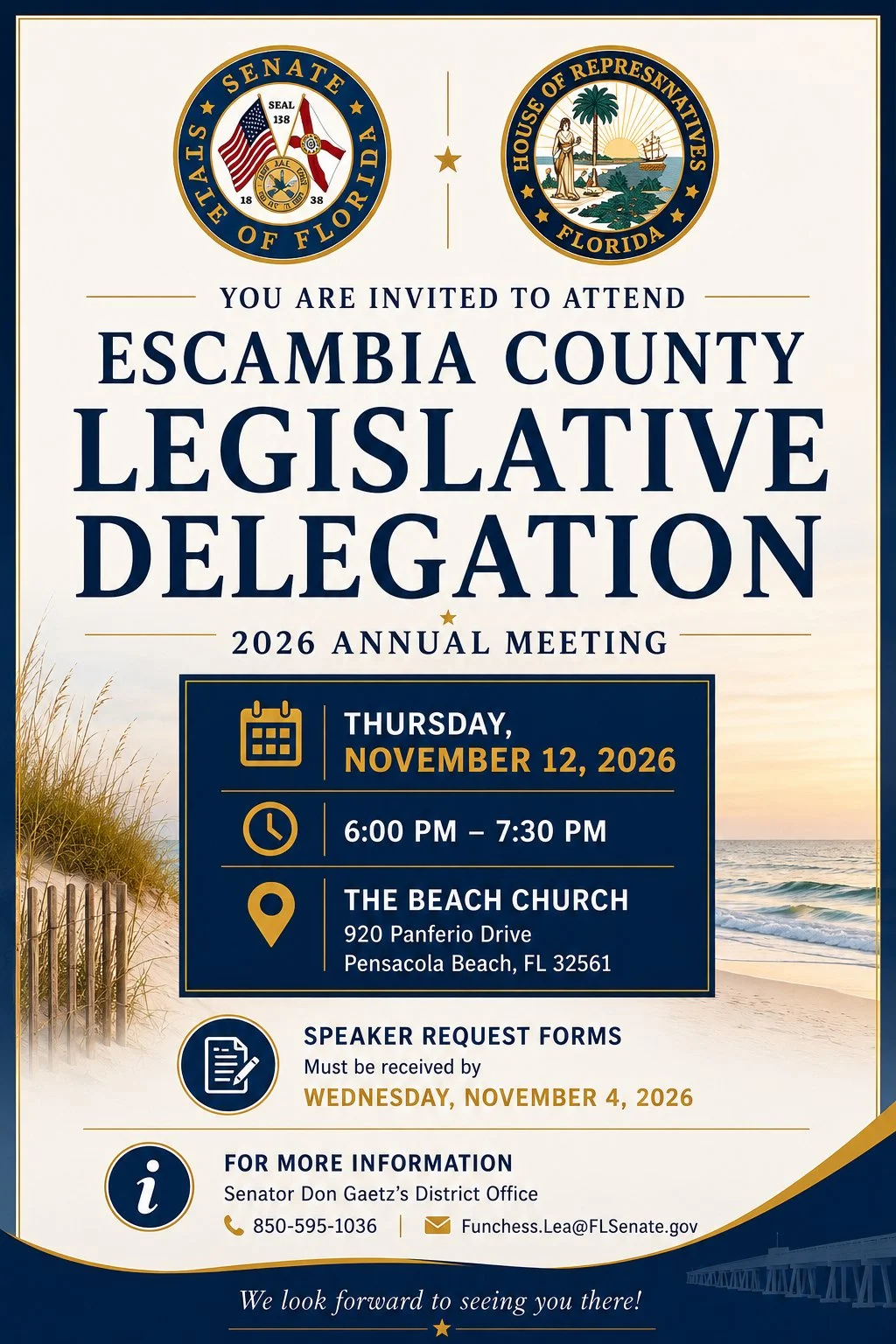 State Legislators Host Annual Meeting at Beach, Nov. 12 