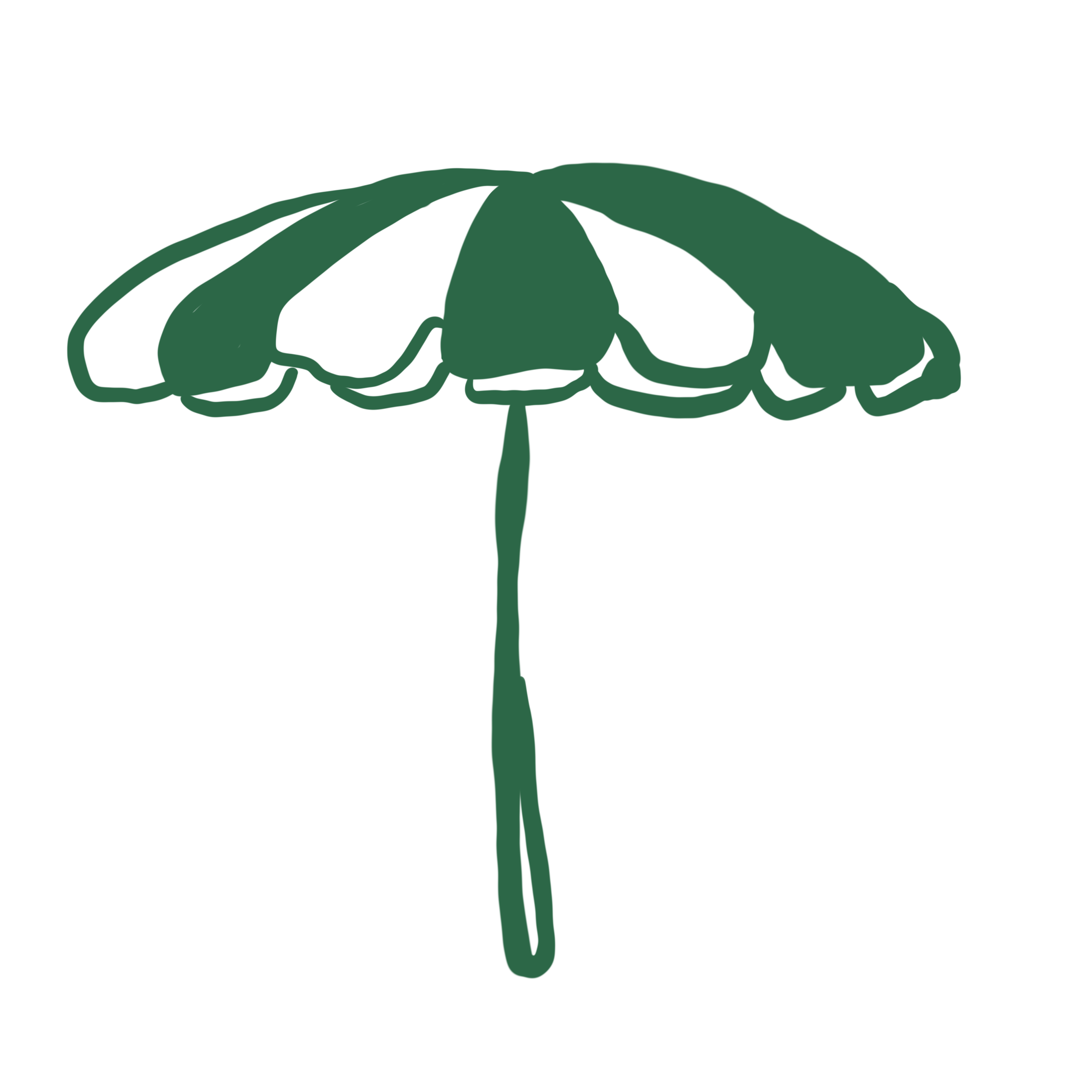 A stylized green hibiscus flower with a long stem and broad petals