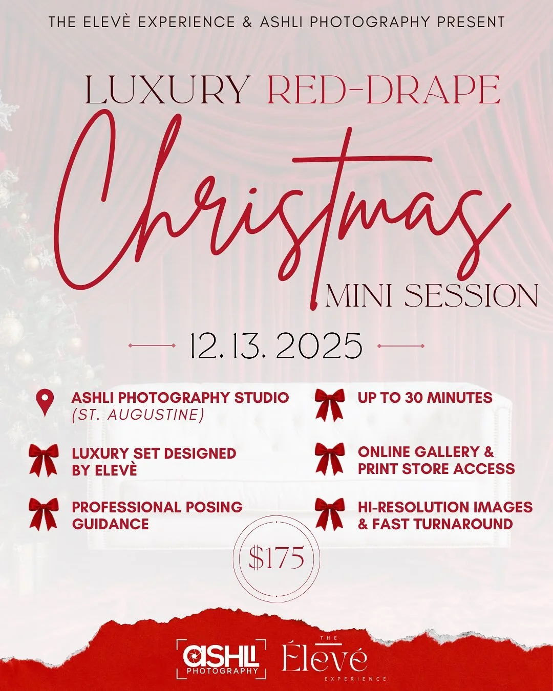 🔥 IT&rsquo;S HERE 🔥
Introducing our Luxury Red-Drape Christmas Mini Sessions &mdash; happening for ONE DAY ONLY on December 13th!

We&rsquo;re talking:
❤️ Bold editorial holiday vibes
🎄 Luxury red drapes
✨ One-of-a-kind pop-up set designed by the 