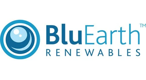 BlueEarth Renewables logo with a stylized blue circular design and text.