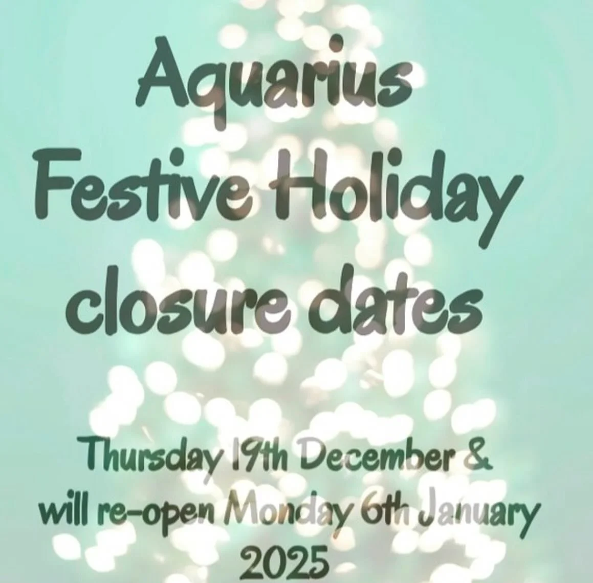 A quick reminder of our showroom closure dates &amp; once again a huge thank you to all of our lovely customers old &amp; new &amp; everyone who keeps the Aquarius cogs going, wishing you all a very Merry Christmas 🎅🏼
