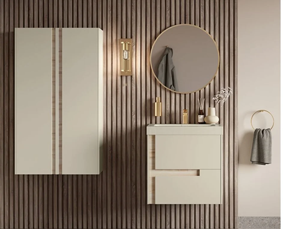 What&rsquo;s not to love about the CONTRAST wall hung furniture range, a unique design offering a contrast of Matt black/ black glass or Matt cotton/ Oak effect finishes, soft close functionality &amp; linen effect interiors giving a seamless high en