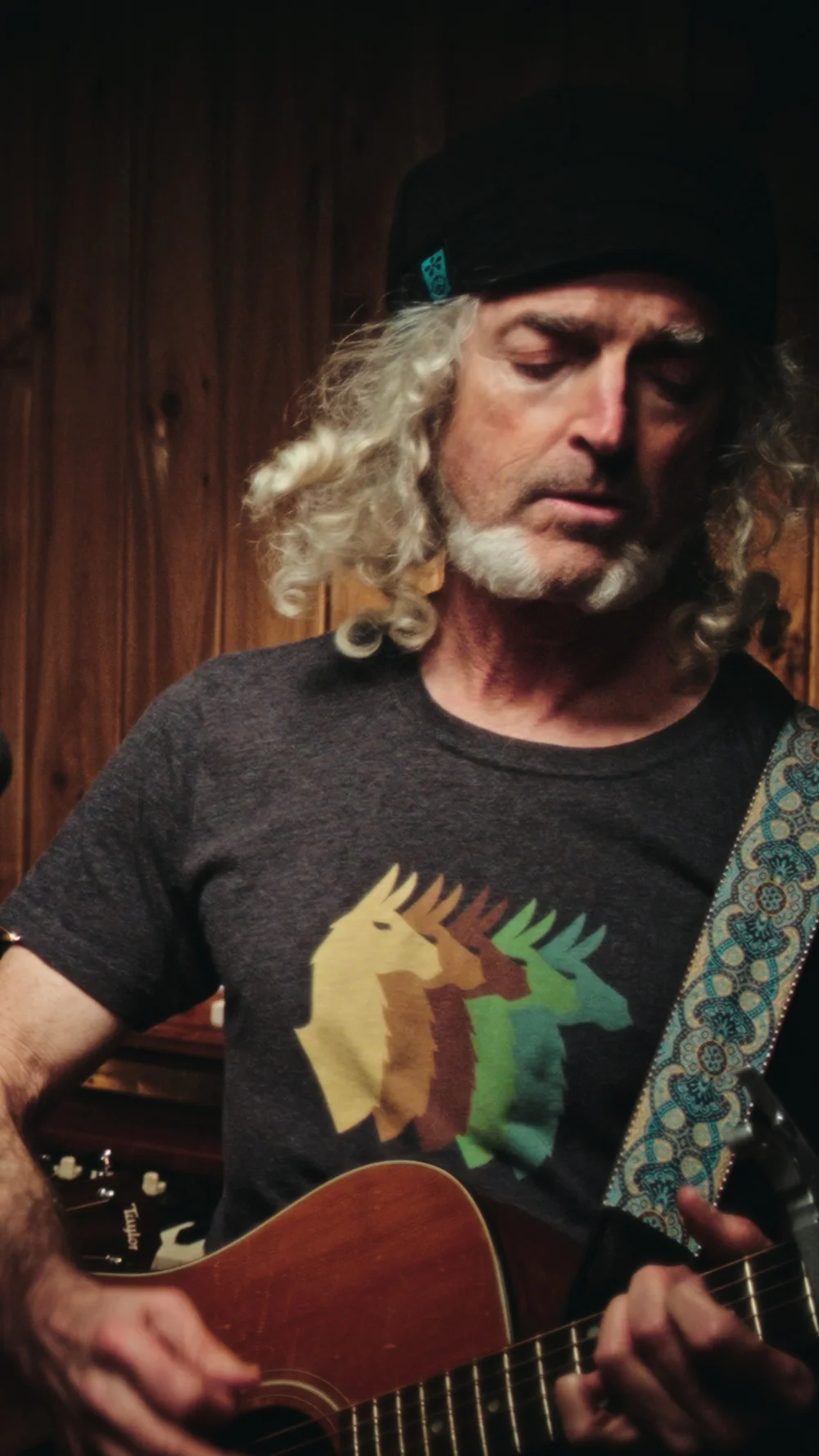 Jon Rimmerman playing guitar during the Atwood Sessions