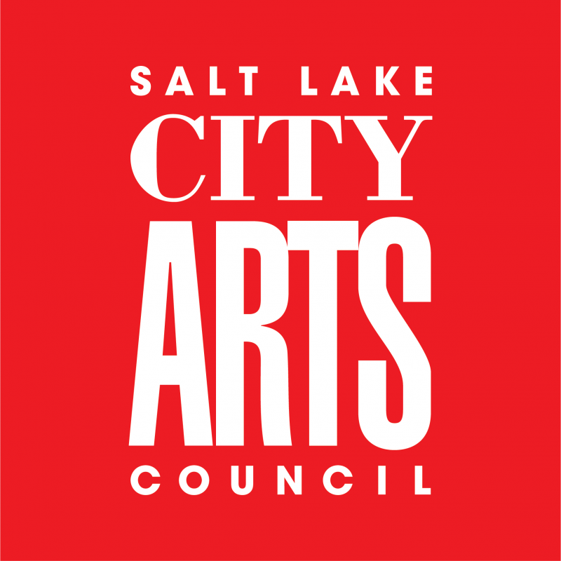 Red background with white text that says 'Salt Lake City Arts Council'.