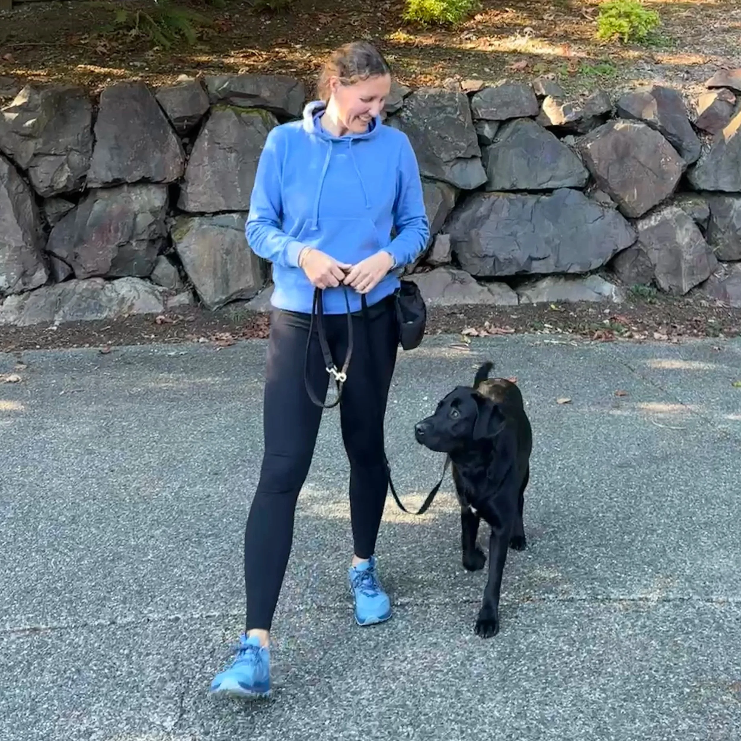 Dog practicing loose leash walking at Kinship Dog Training workshop in North Bend and Issaquah
