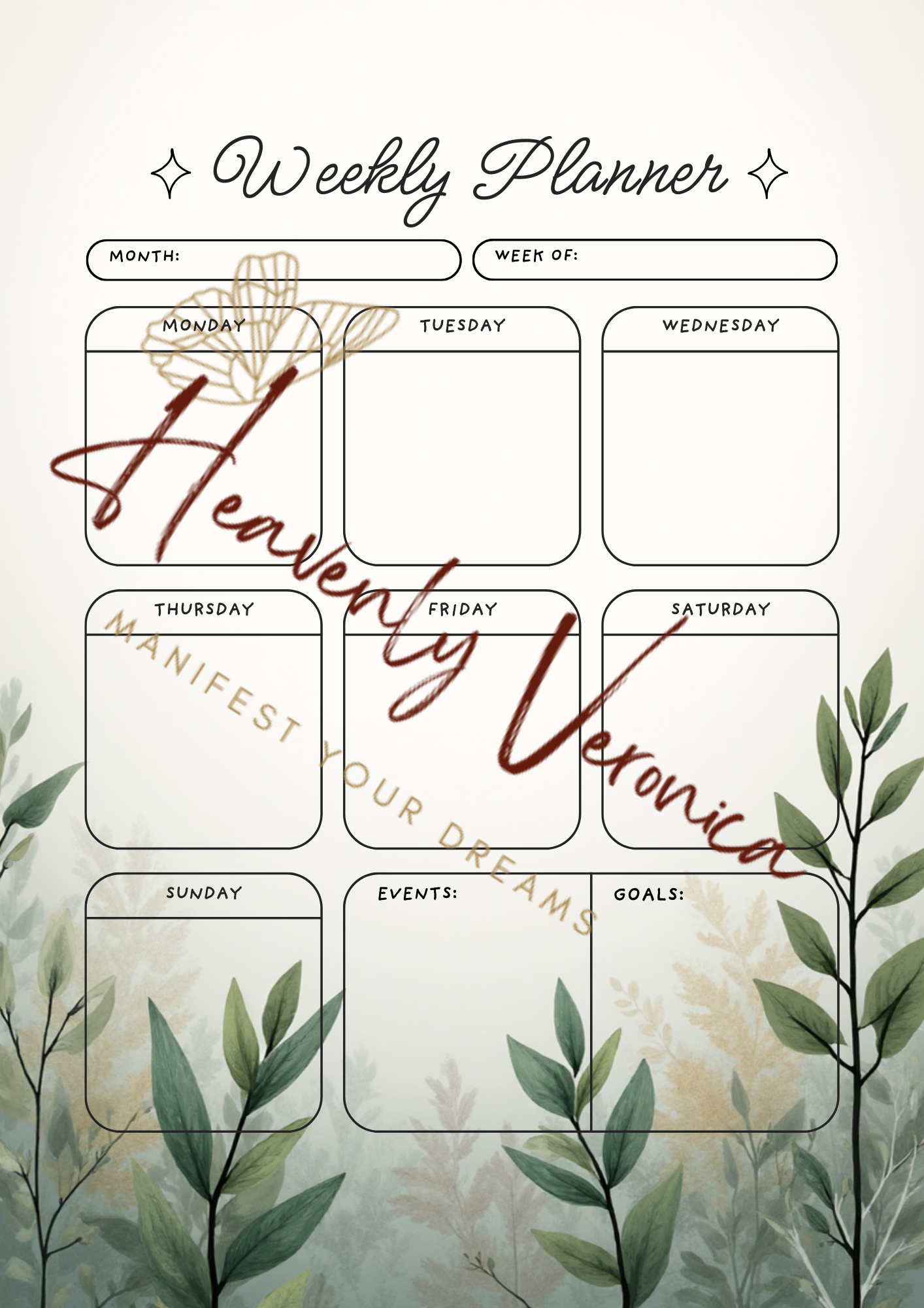 Botanical design Weekly Planner & Goals