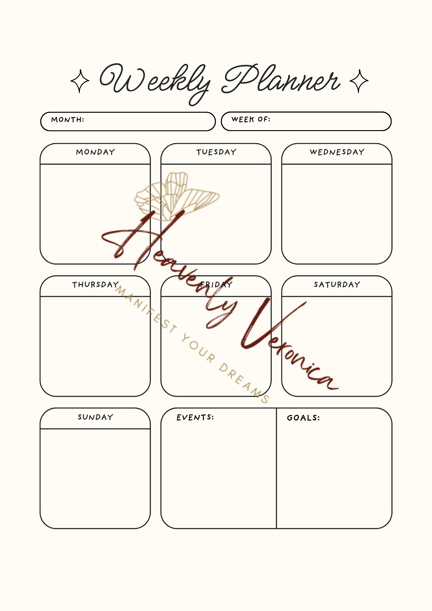 Plain design weekly planner