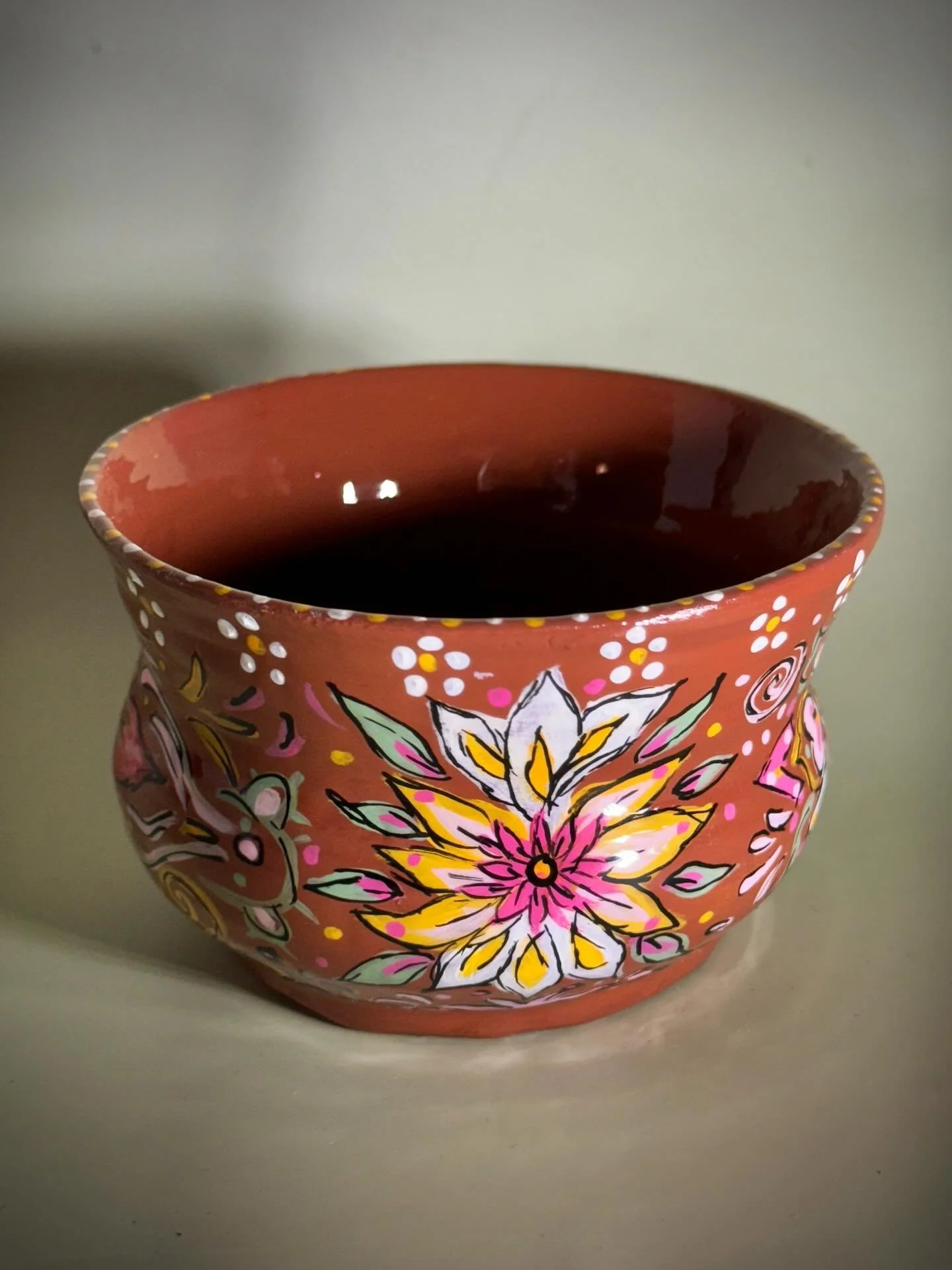 Small bowl I hand painted and made on the pottery wheel 🌺🌸 {sold}