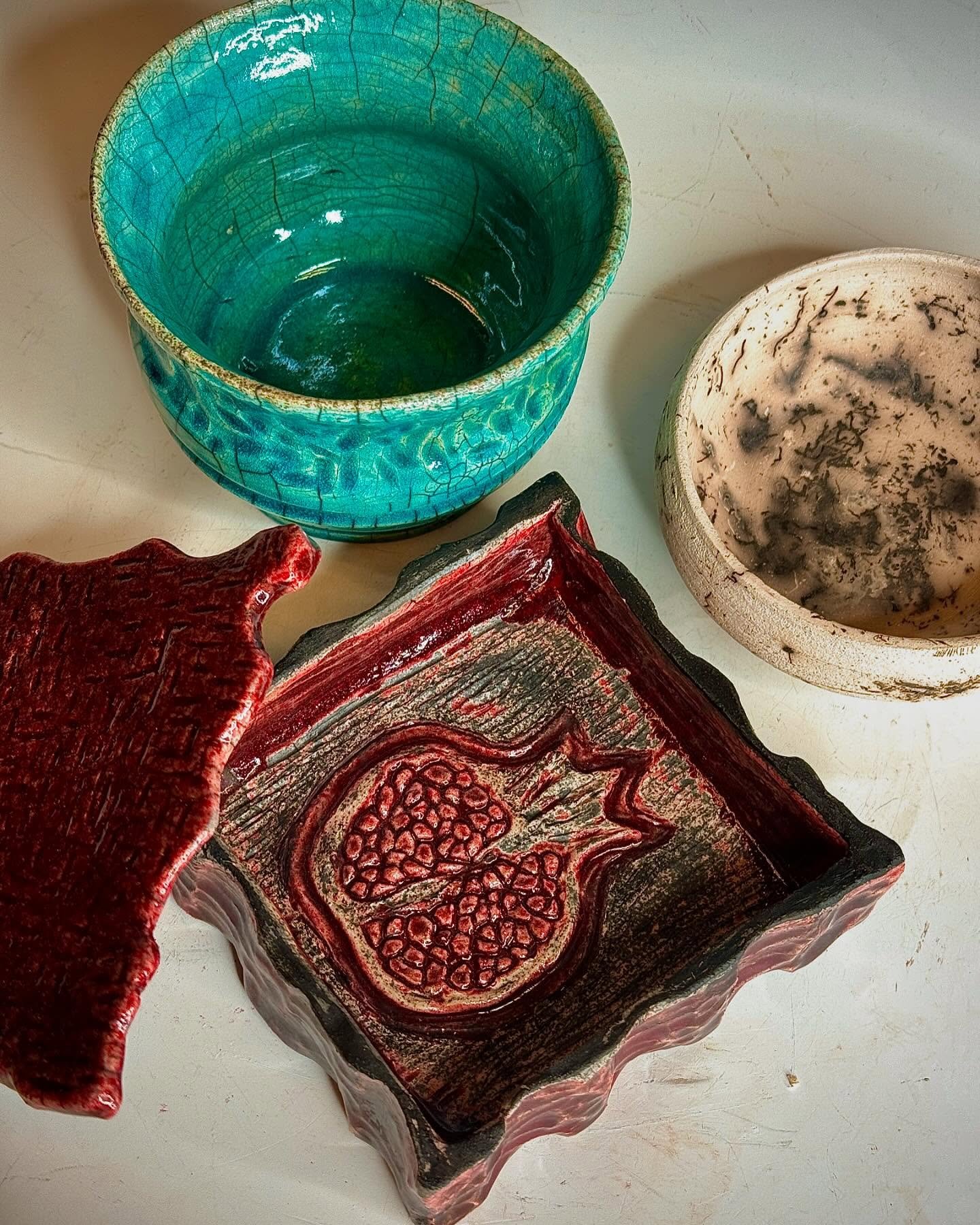 my wheel thrown raku fired pottery