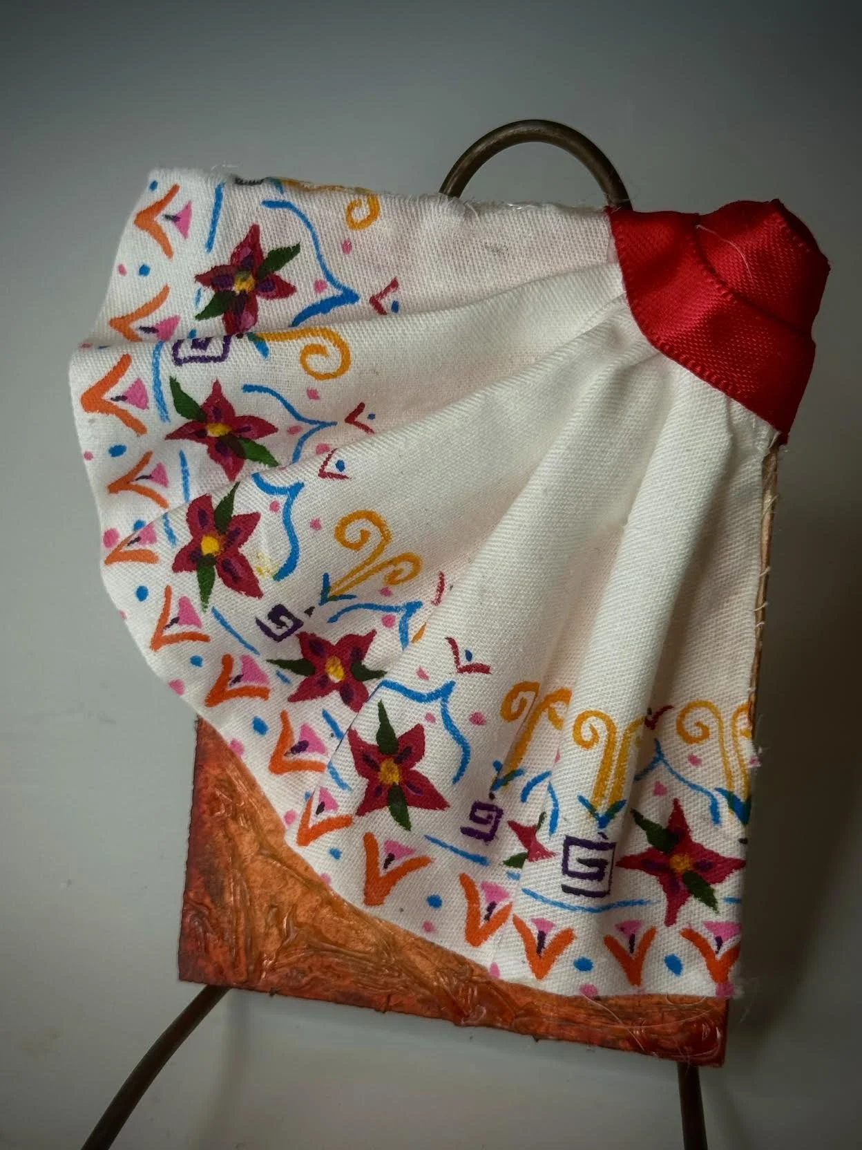 "Dress Details" Relief Sculpture by Carmen Casillas-
Fabric, acrylic paint-
2x3 in.
