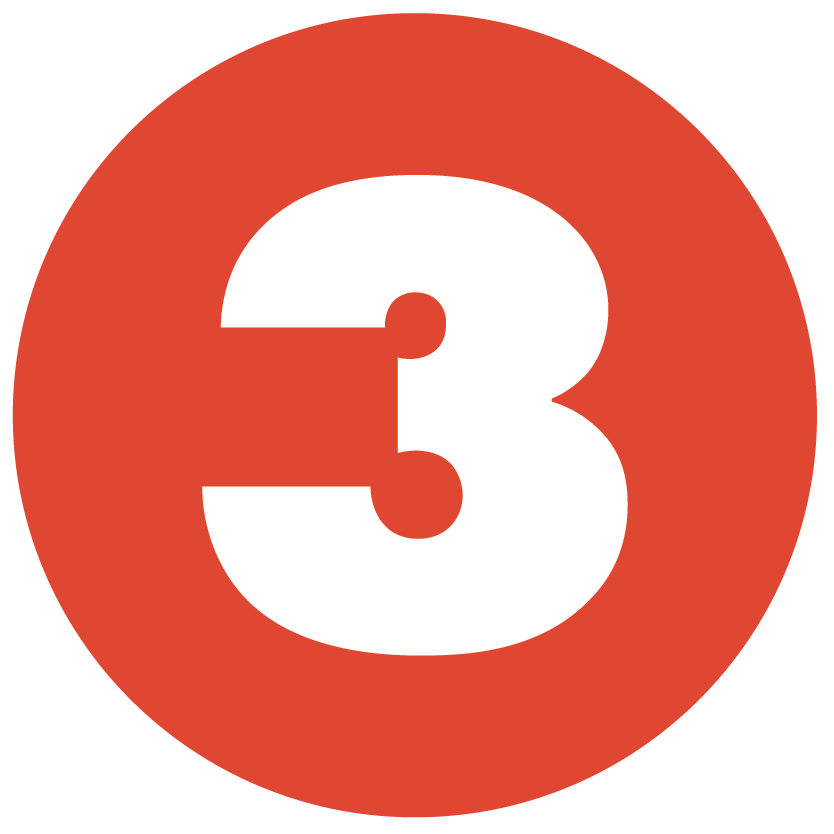 Red circle with the number 3 in white text in the center.