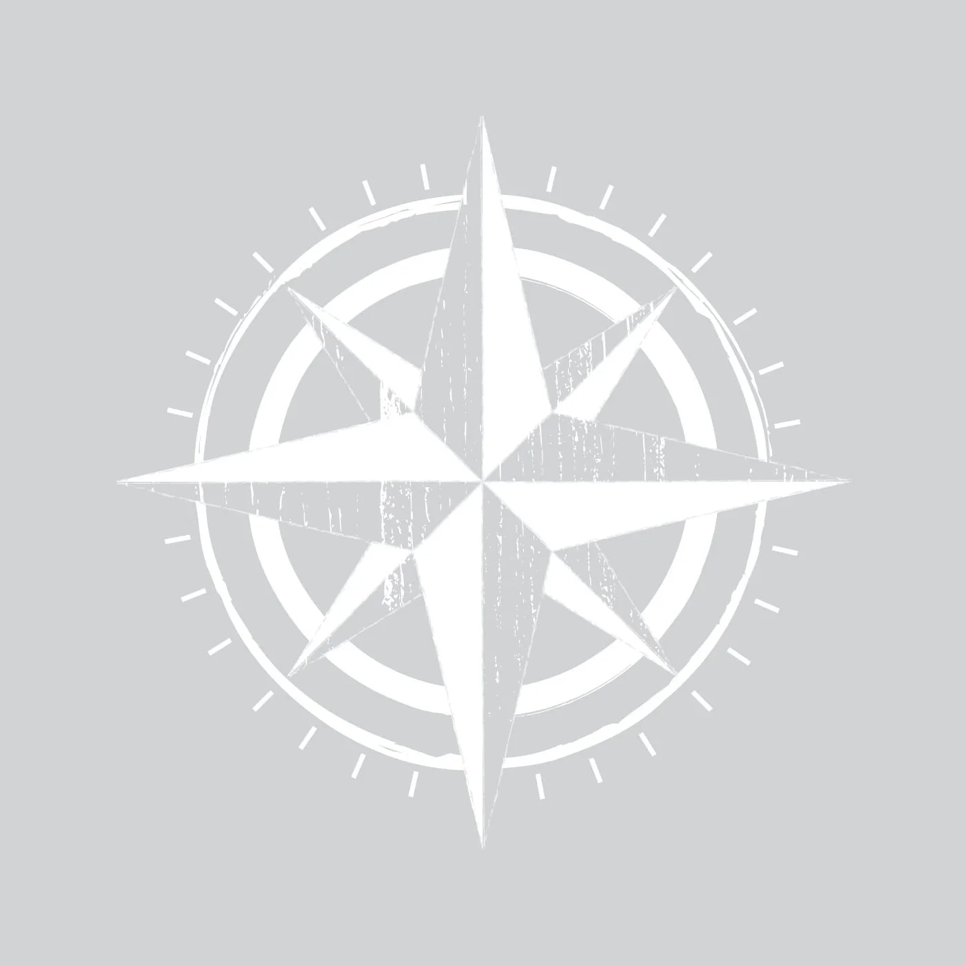 A white compass rose symbol on a light gray background.
