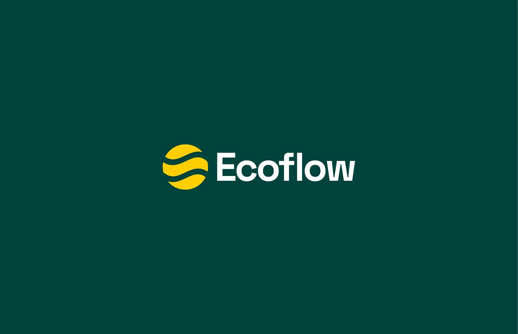 Logotipo de EcoFlow en fondo verde oscuro.