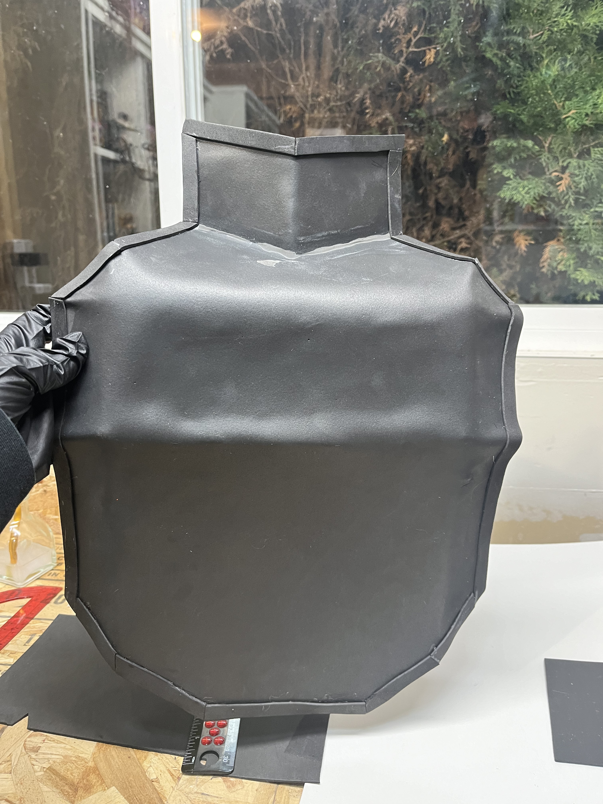 This was after finishing the base of the armer, which I patterned myself. The armor is made out of craft foam and held together using rubber cement and hot glue.