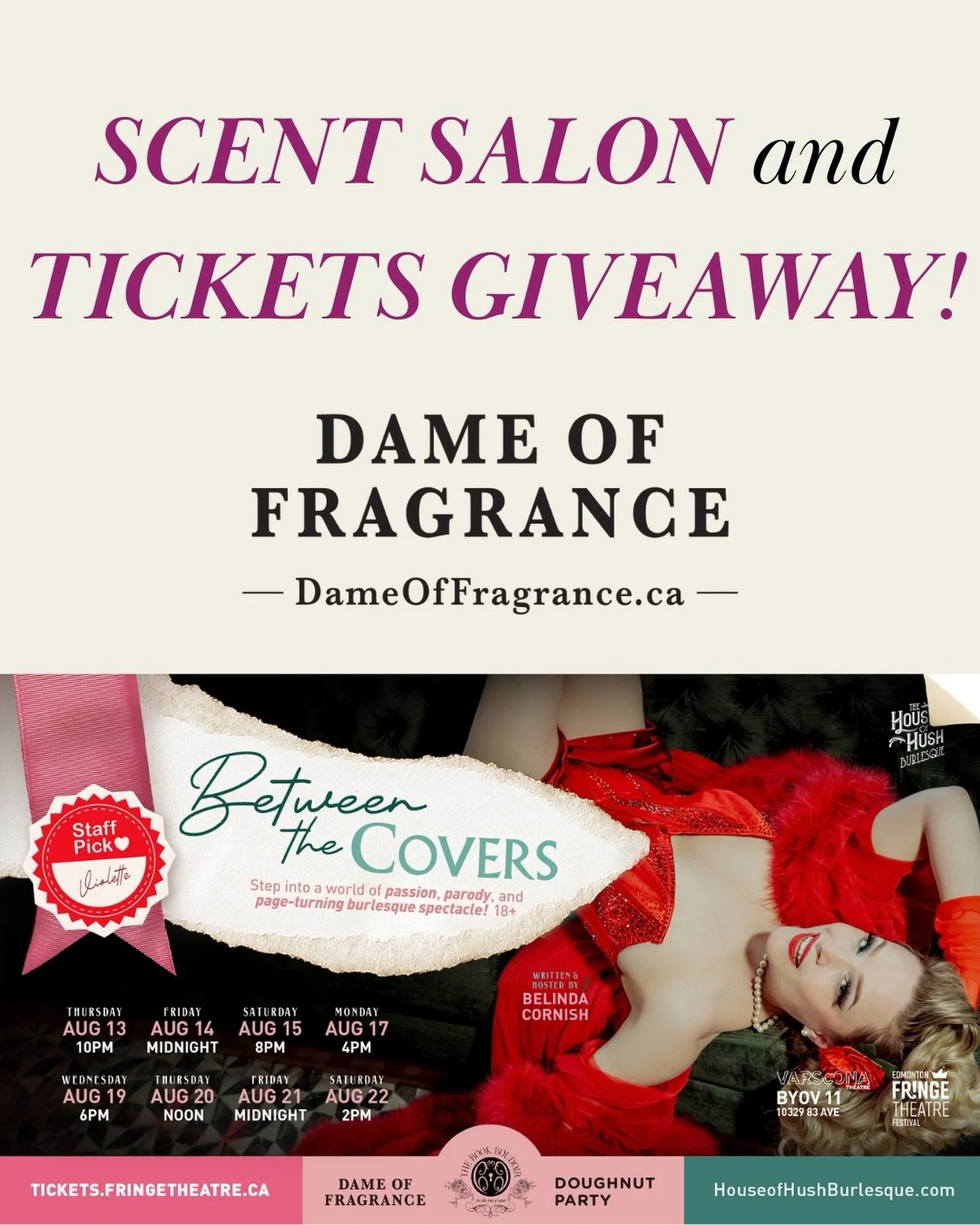 Summer 2026 🌧️ 🌪️ 🥵 🦟 calls for a little treat so we&rsquo;re giving away two delightful prizes. 

1st Prize: SCENT SALON - a private fragrance discovery session for you and your friends with @dameoffragrance.

2nd Prize: TWO TICKETS to @houseofh