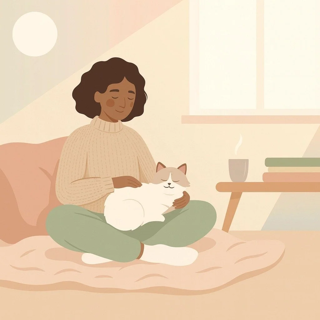 Sit with your pet (or imagine one if they&rsquo;re not nearby). Place a hand on your heart and say softly:

&ldquo;I honor what was. I release what no longer fits. I choose alignment ; one gentle step at a time.&rdquo;

No big decisions required toda
