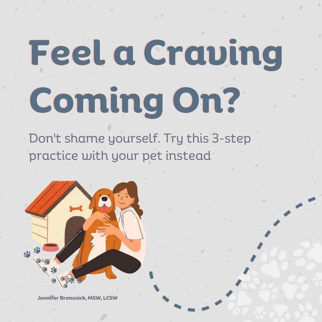 Feel a craving coming on?

Don't shame yourself. 

Find your pet, place one hand on their back, and take three deep breaths. 

Match their rhythm, then ask: "What do I actually need right now?"

Ninety percent of cravings dissolve when your